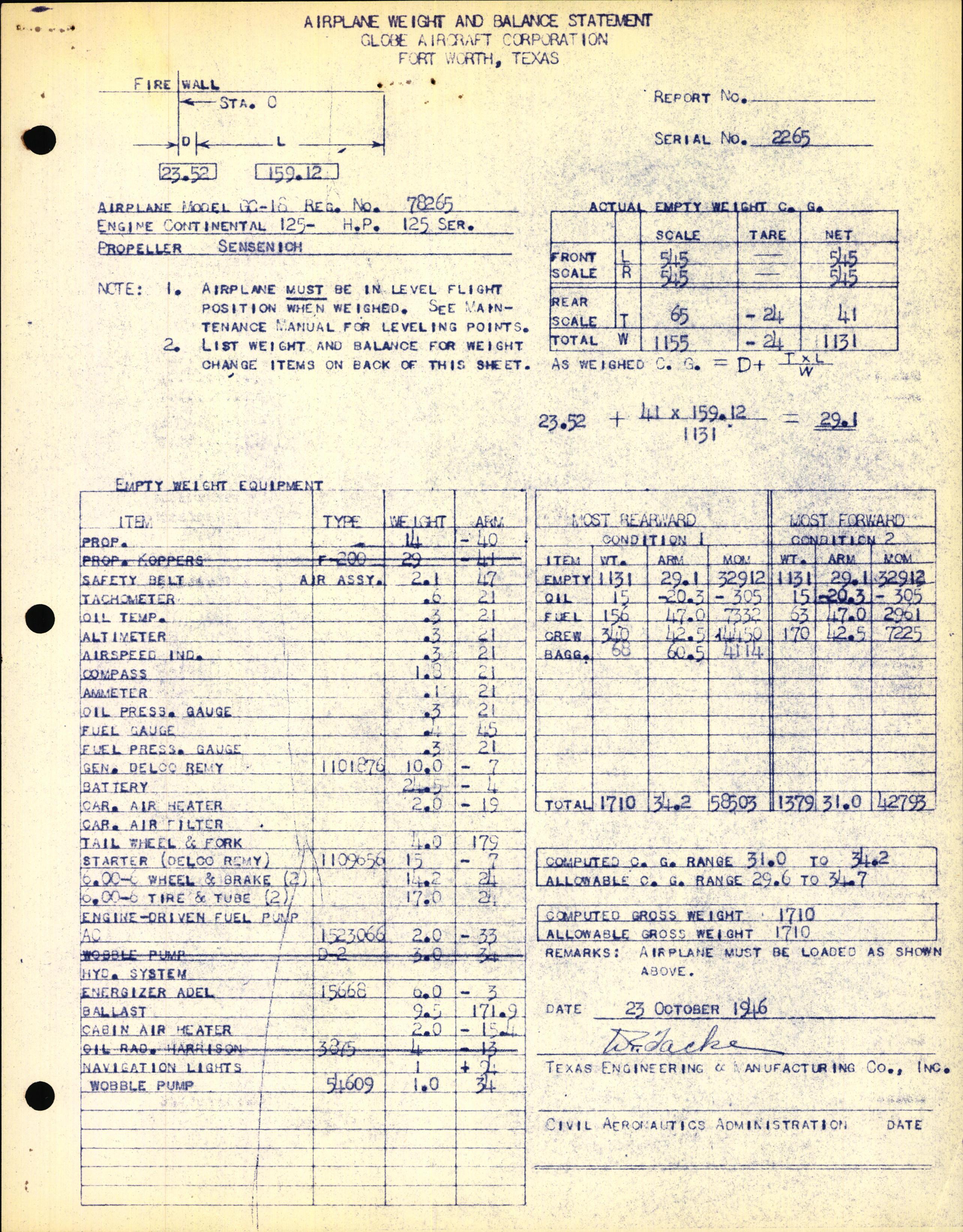 Sample page 3 from AirCorps Library document: Technical Information for Serial Number 2265