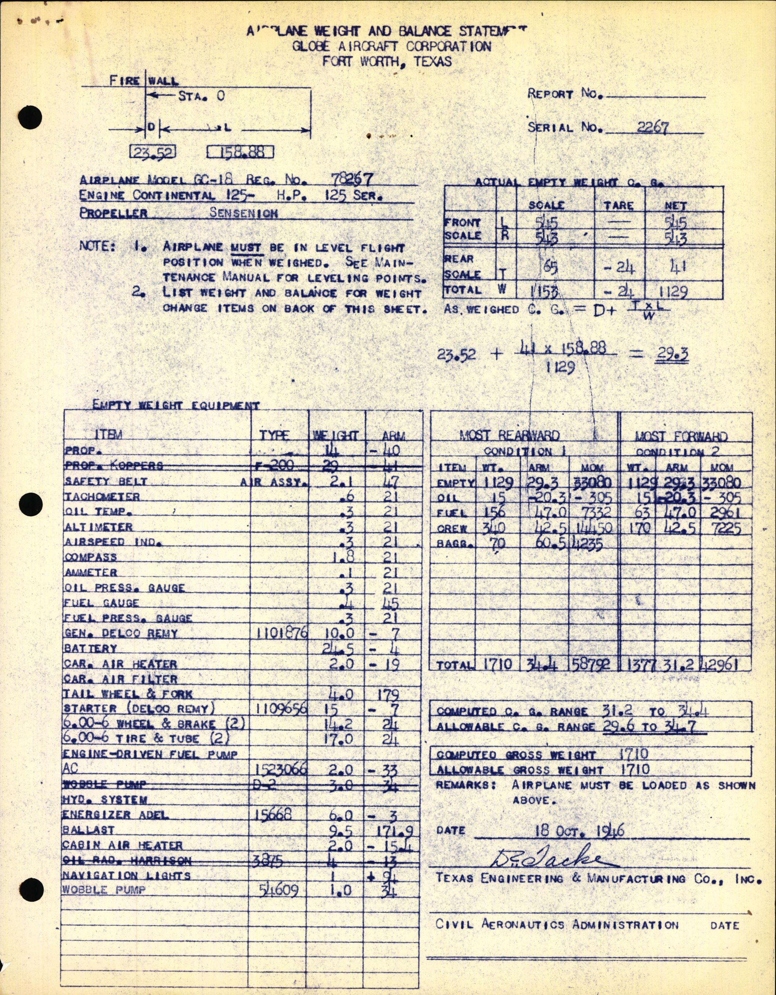 Sample page 3 from AirCorps Library document: Technical Information for Serial Number 2267