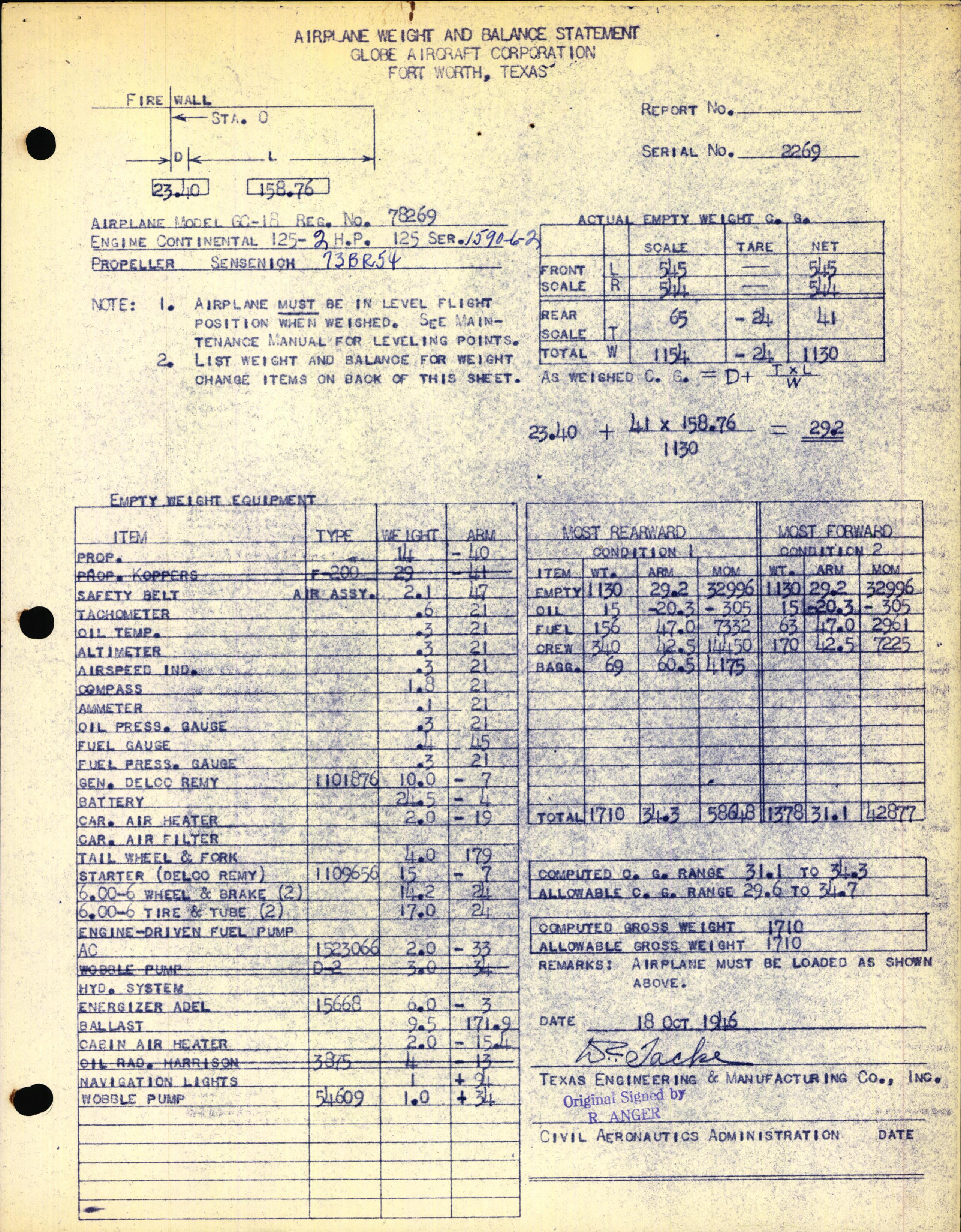 Sample page 3 from AirCorps Library document: Technical Information for Serial Number 2269