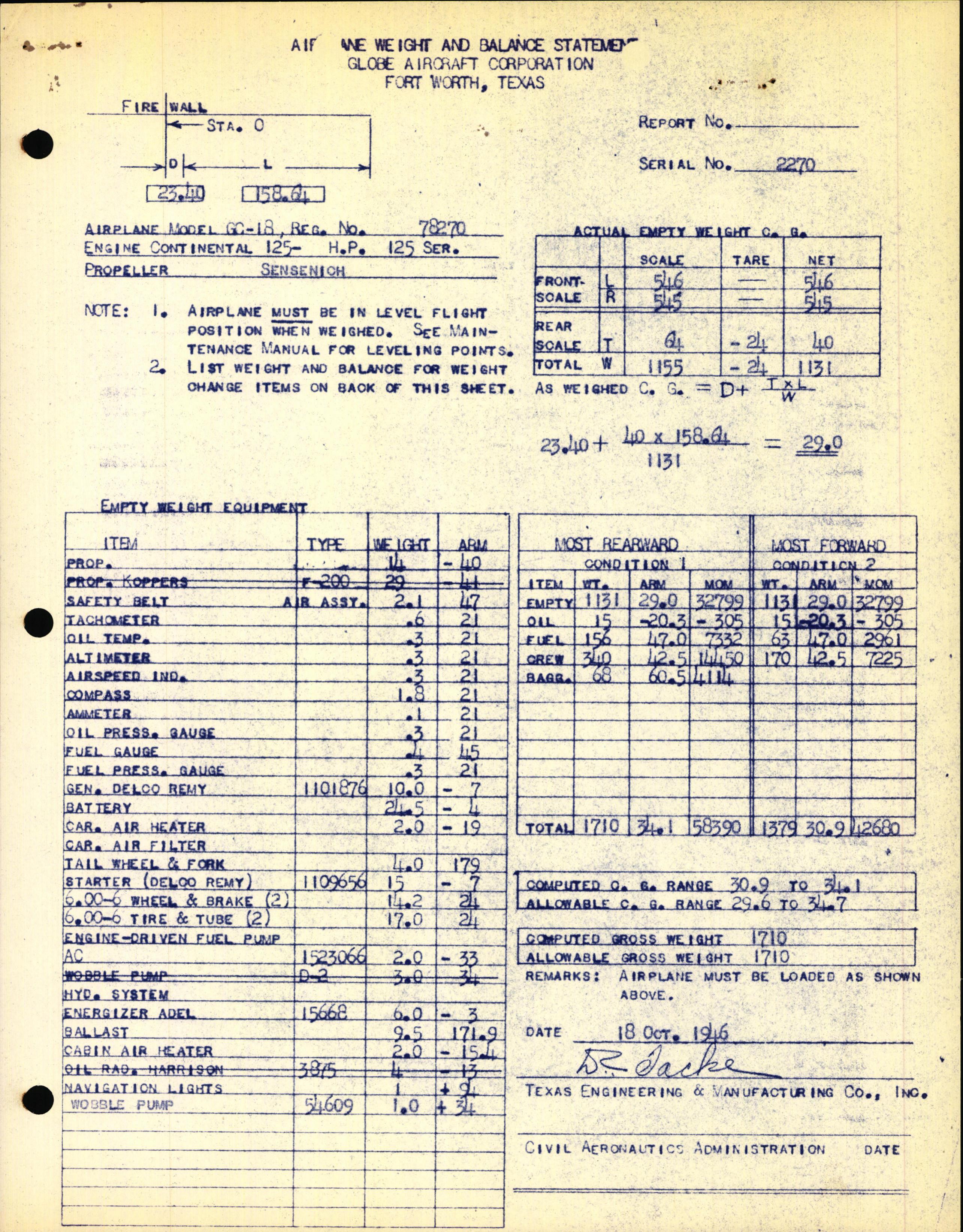 Sample page 3 from AirCorps Library document: Technical Information for Serial Number 2270