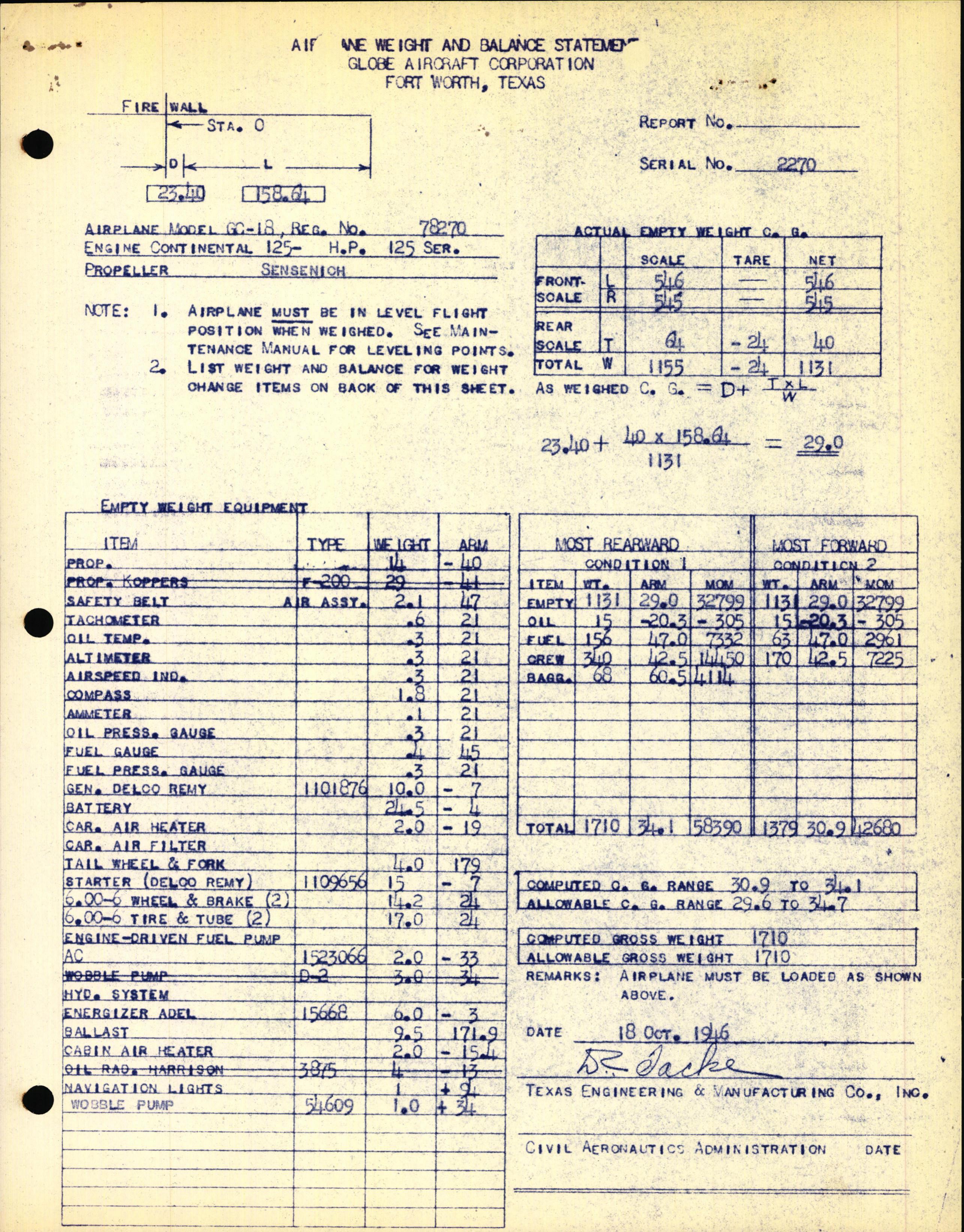 Sample page 3 from AirCorps Library document: Technical Information for Serial Number 2270