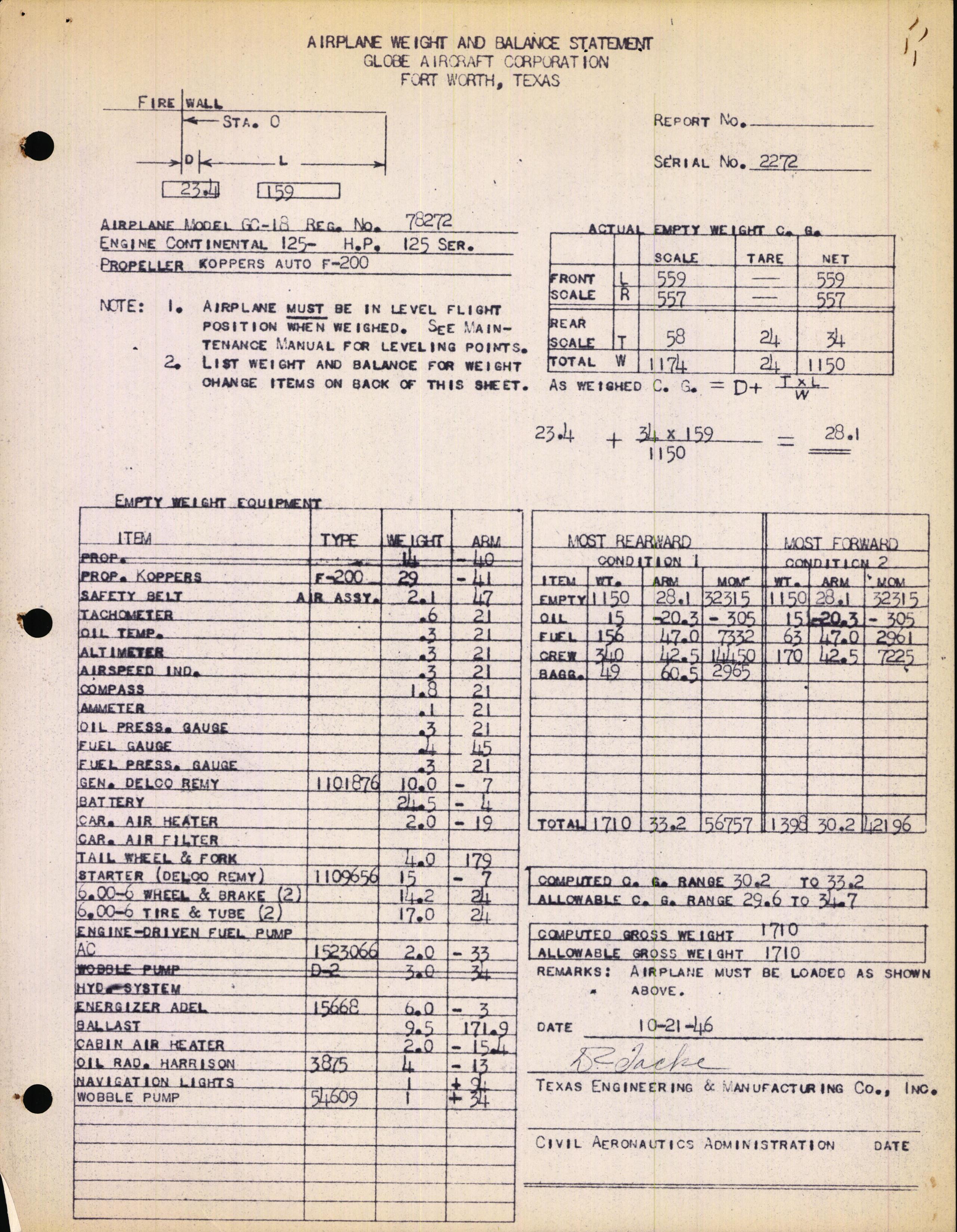 Sample page 3 from AirCorps Library document: Technical Information for Serial Number 2272