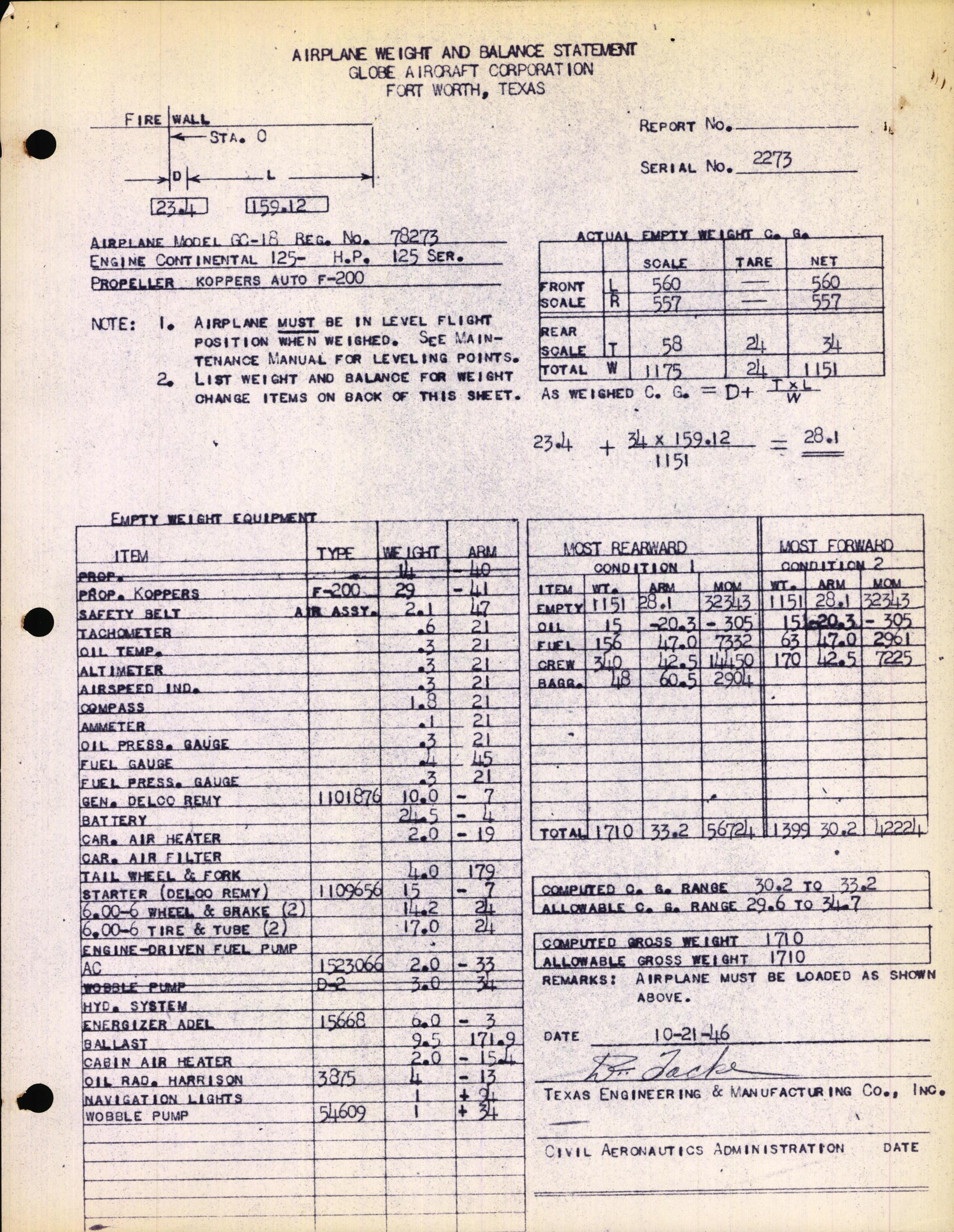 Sample page 3 from AirCorps Library document: Technical Information for Serial Number 2273