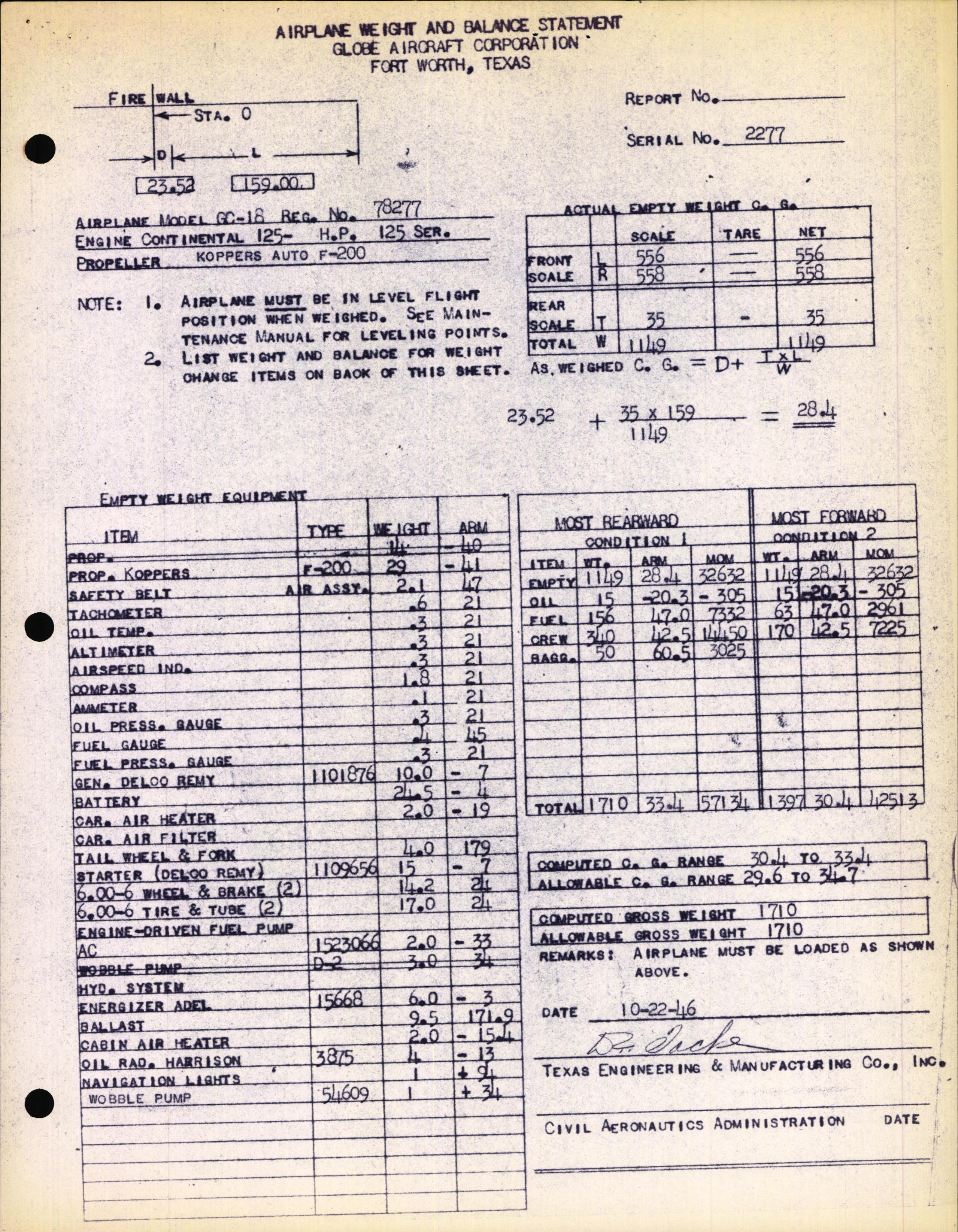 Sample page 4 from AirCorps Library document: Technical Information for Serial Number 2277