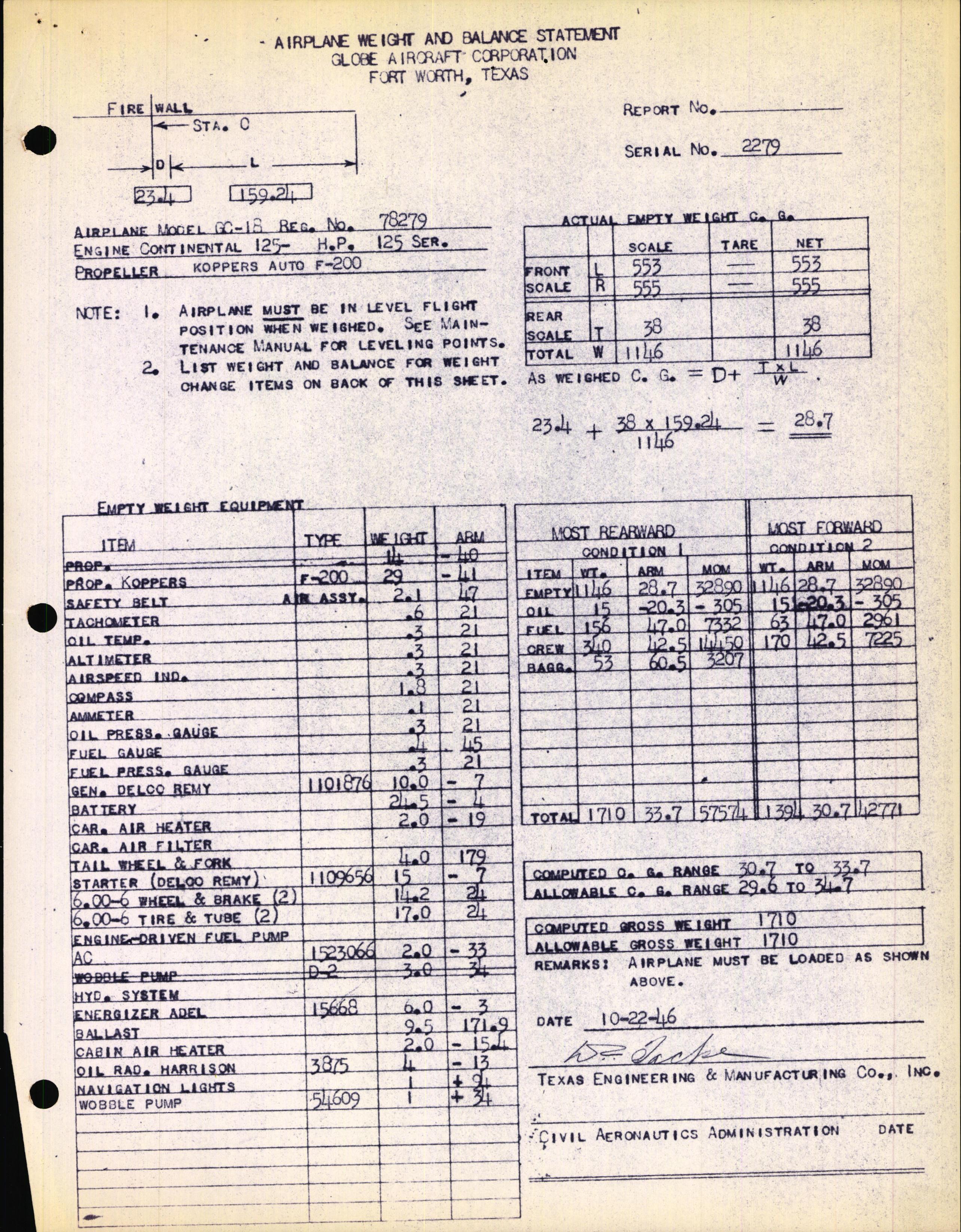 Sample page 4 from AirCorps Library document: Technical Information for Serial Number 2279
