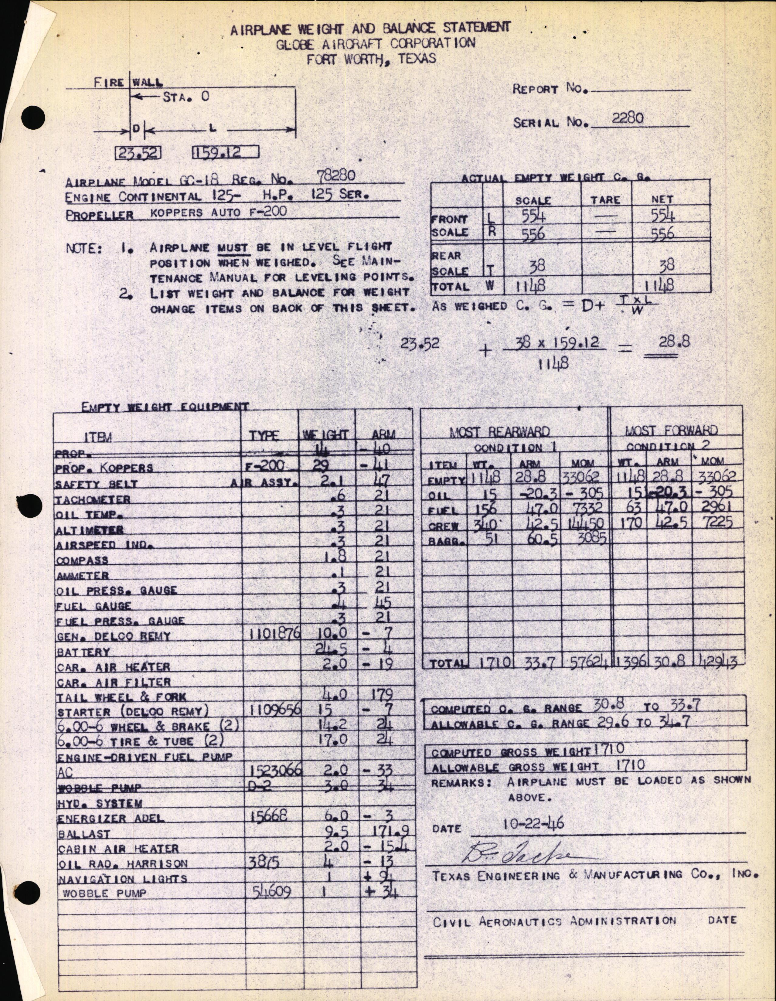 Sample page 4 from AirCorps Library document: Technical Information for Serial Number 2280