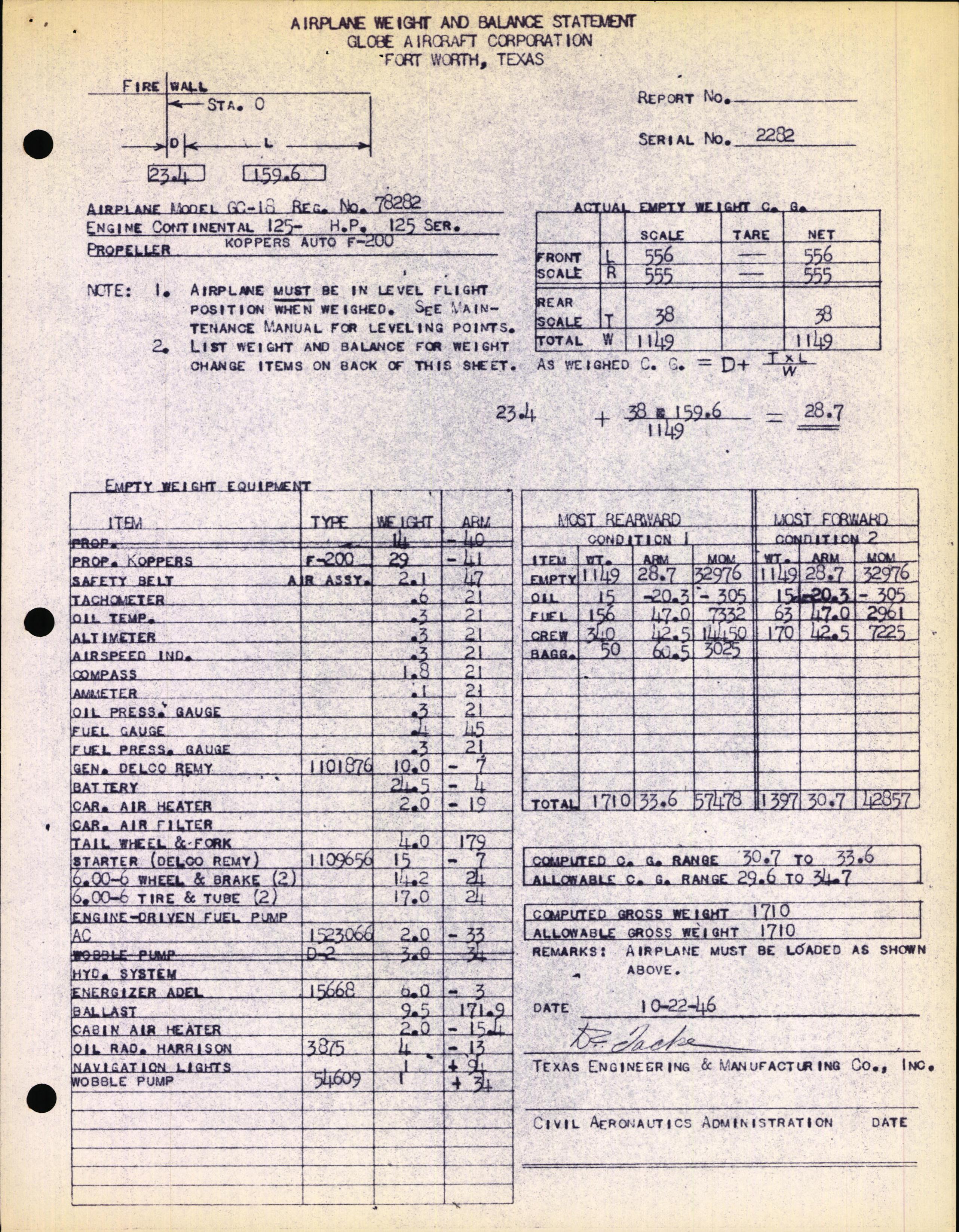 Sample page 4 from AirCorps Library document: Technical Information for Serial Number 2282
