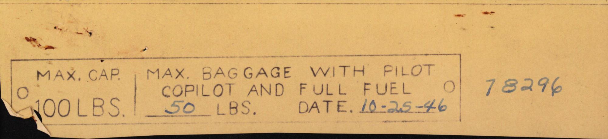 Sample page 1 from AirCorps Library document: Technical Information for Serial Number 2296