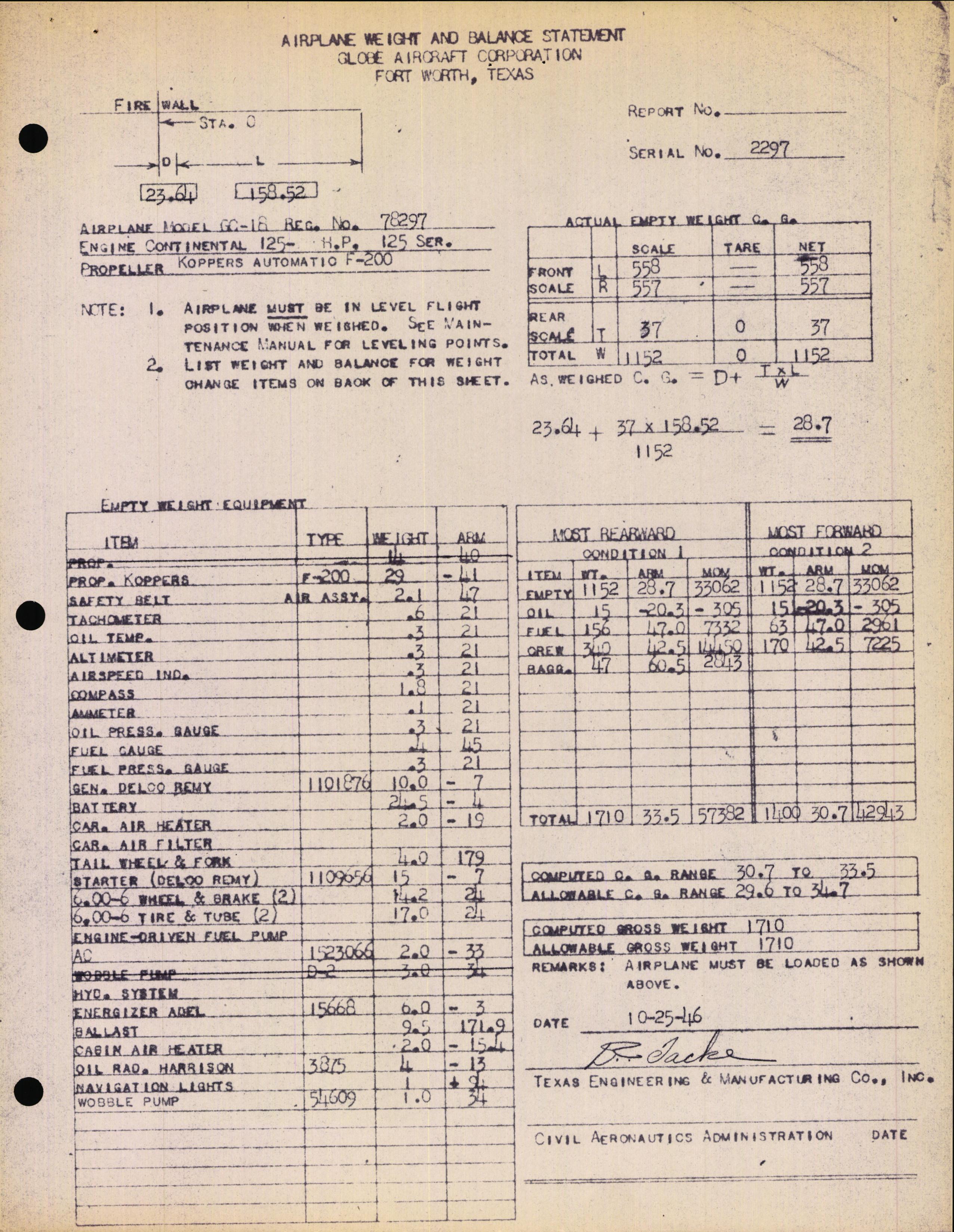 Sample page 4 from AirCorps Library document: Technical Information for Serial Number 2297
