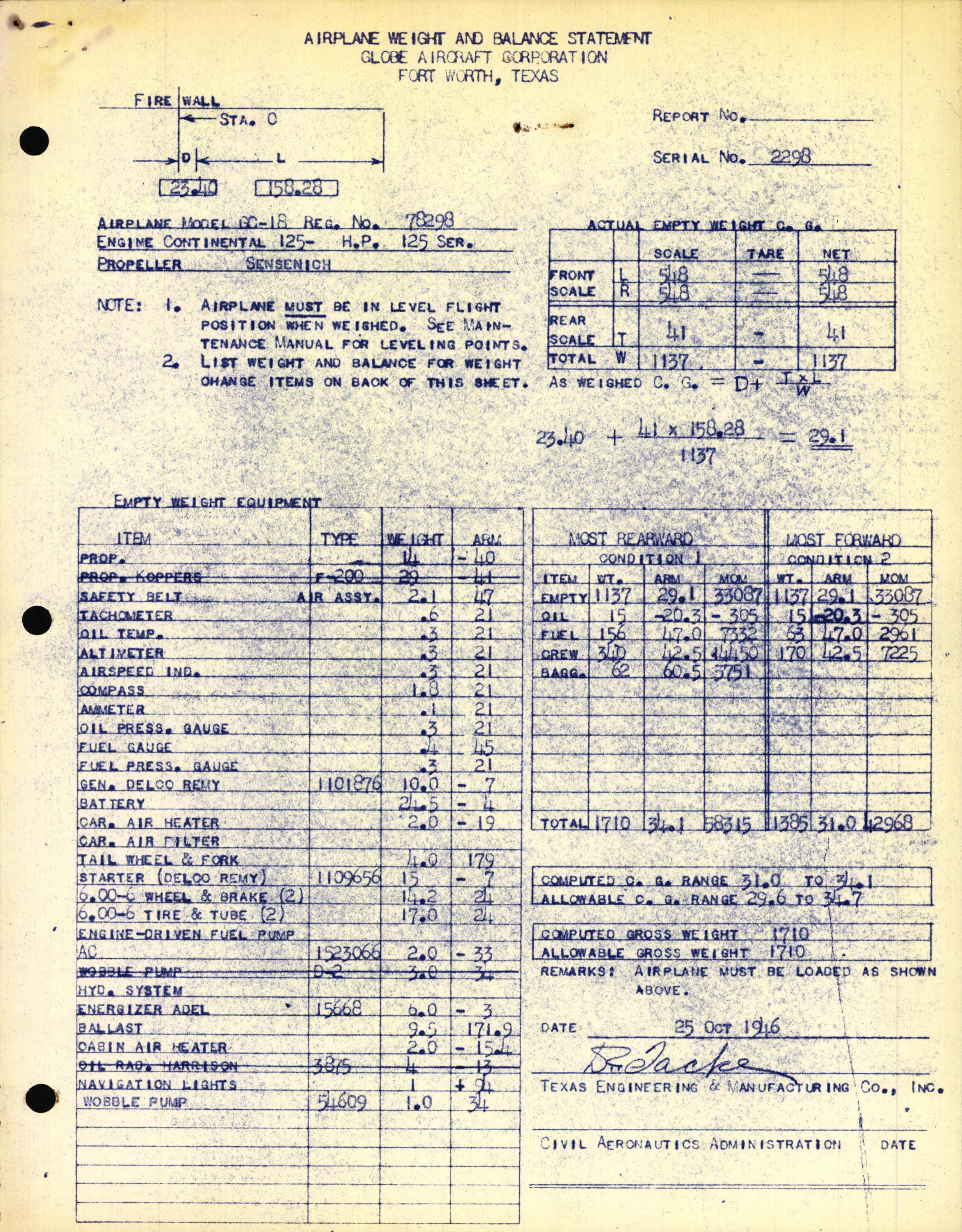 Sample page 3 from AirCorps Library document: Technical Information for Serial Number 2298