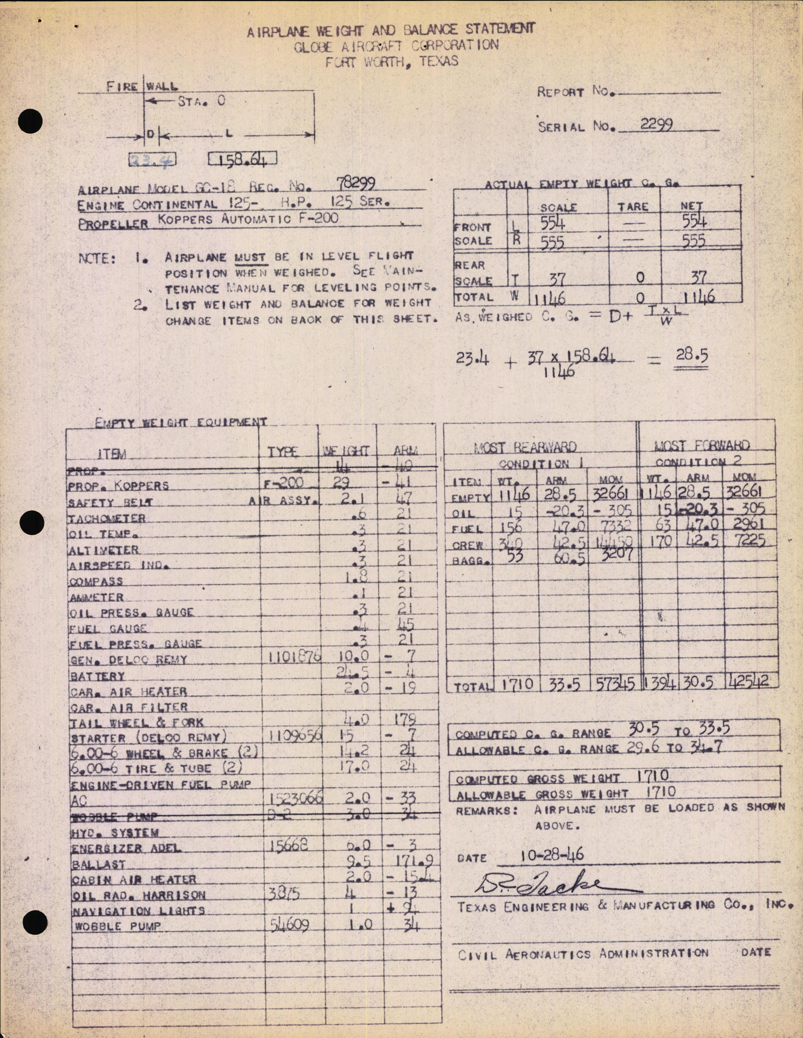 Sample page 4 from AirCorps Library document: Technical Information for Serial Number 2299