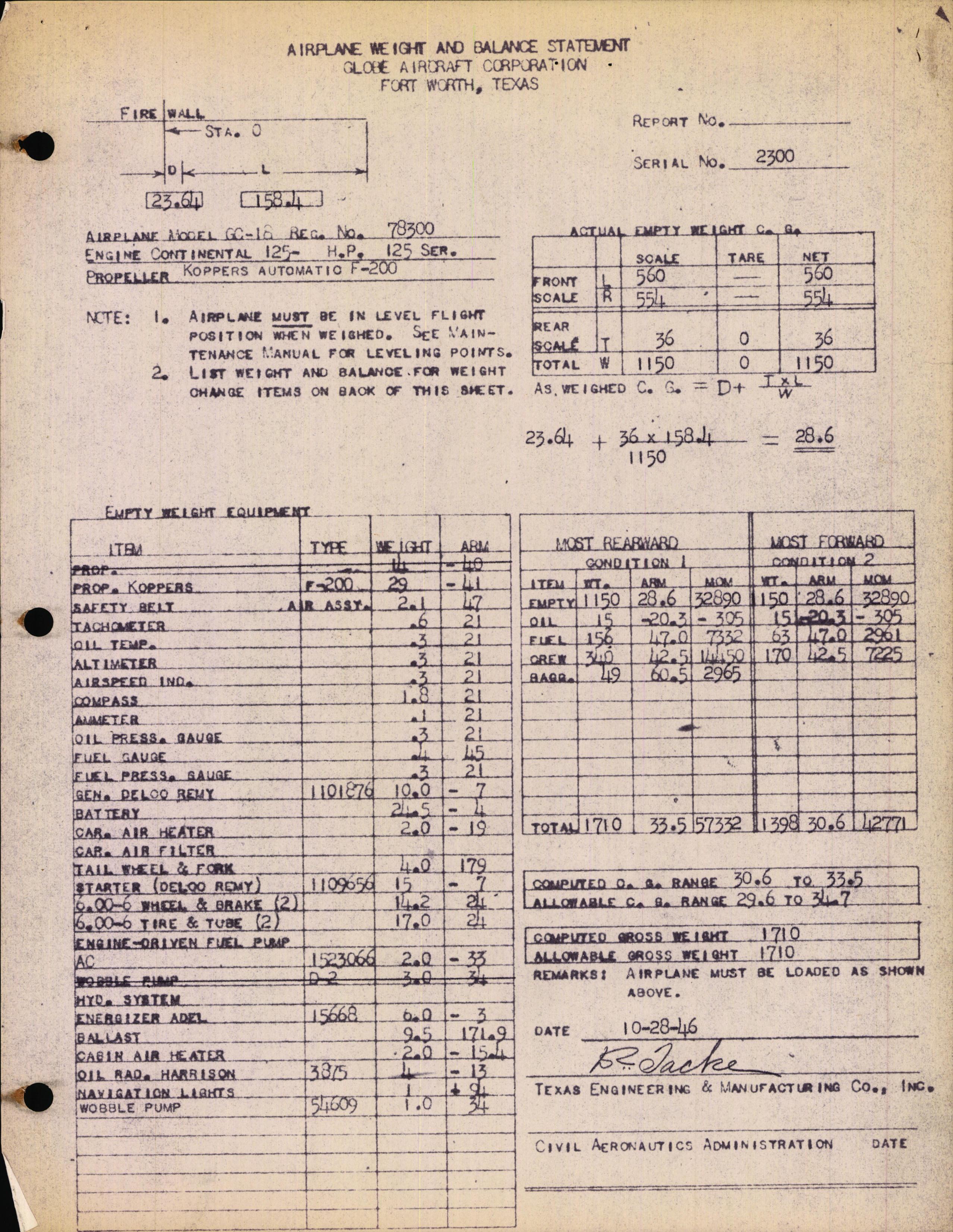 Sample page 2 from AirCorps Library document: Technical Information for Serial Number 2300