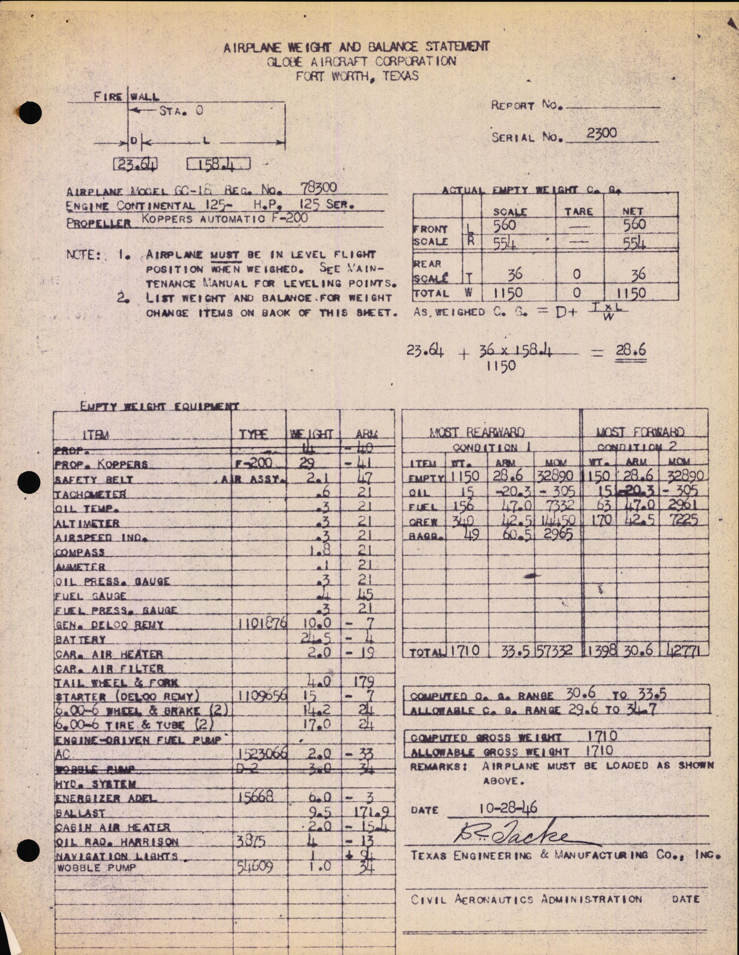 Sample page 4 from AirCorps Library document: Technical Information for Serial Number 2300