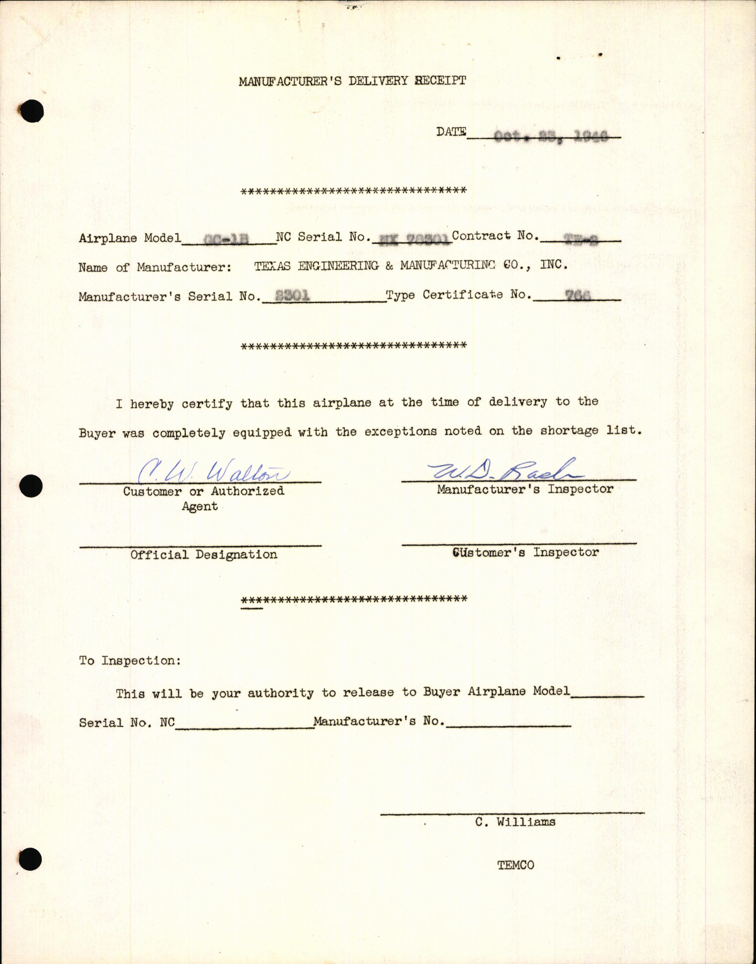 Sample page 3 from AirCorps Library document: Technical Information for Serial Number 2301