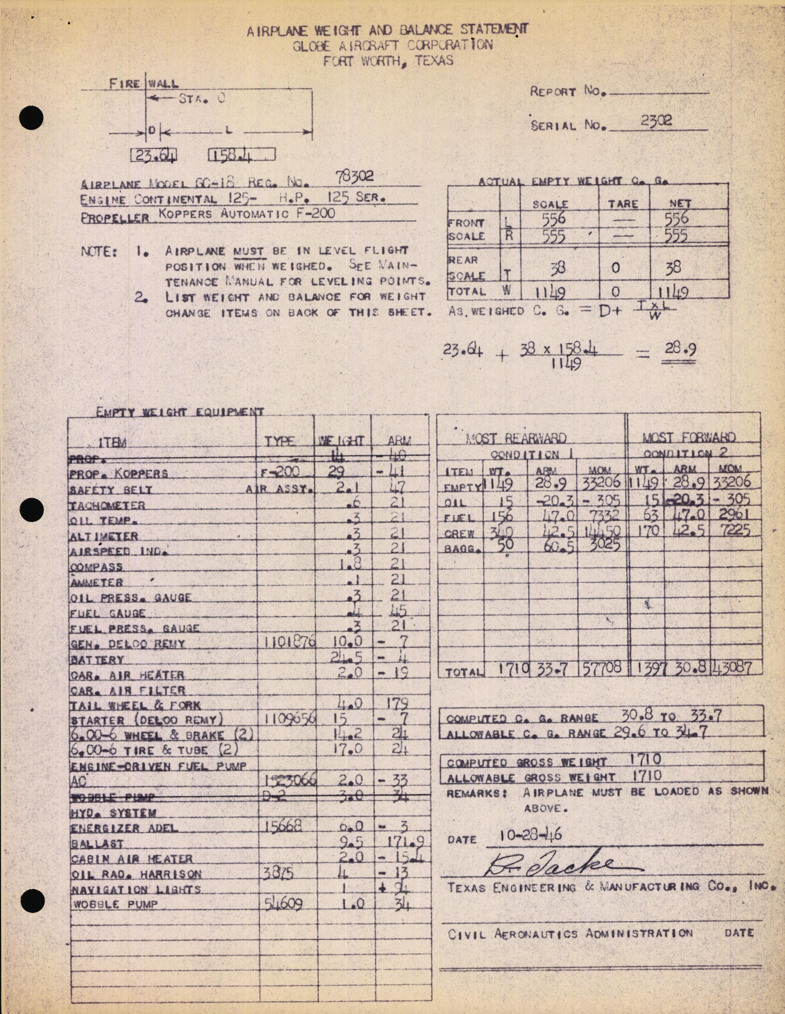 Sample page 4 from AirCorps Library document: Technical Information for Serial Number 2302
