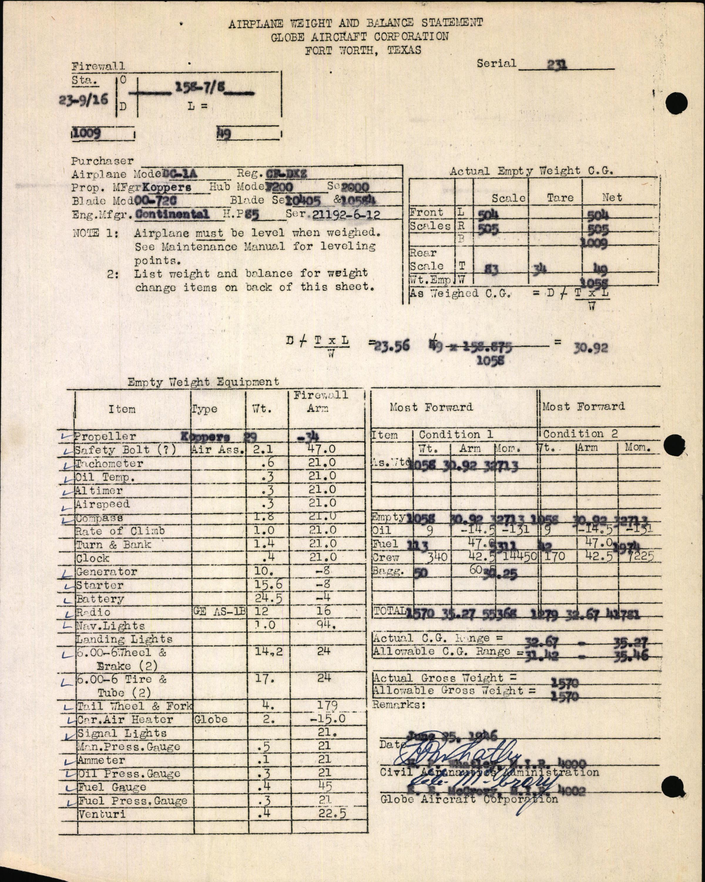 Sample page 3 from AirCorps Library document: Technical Information for Serial Number 231