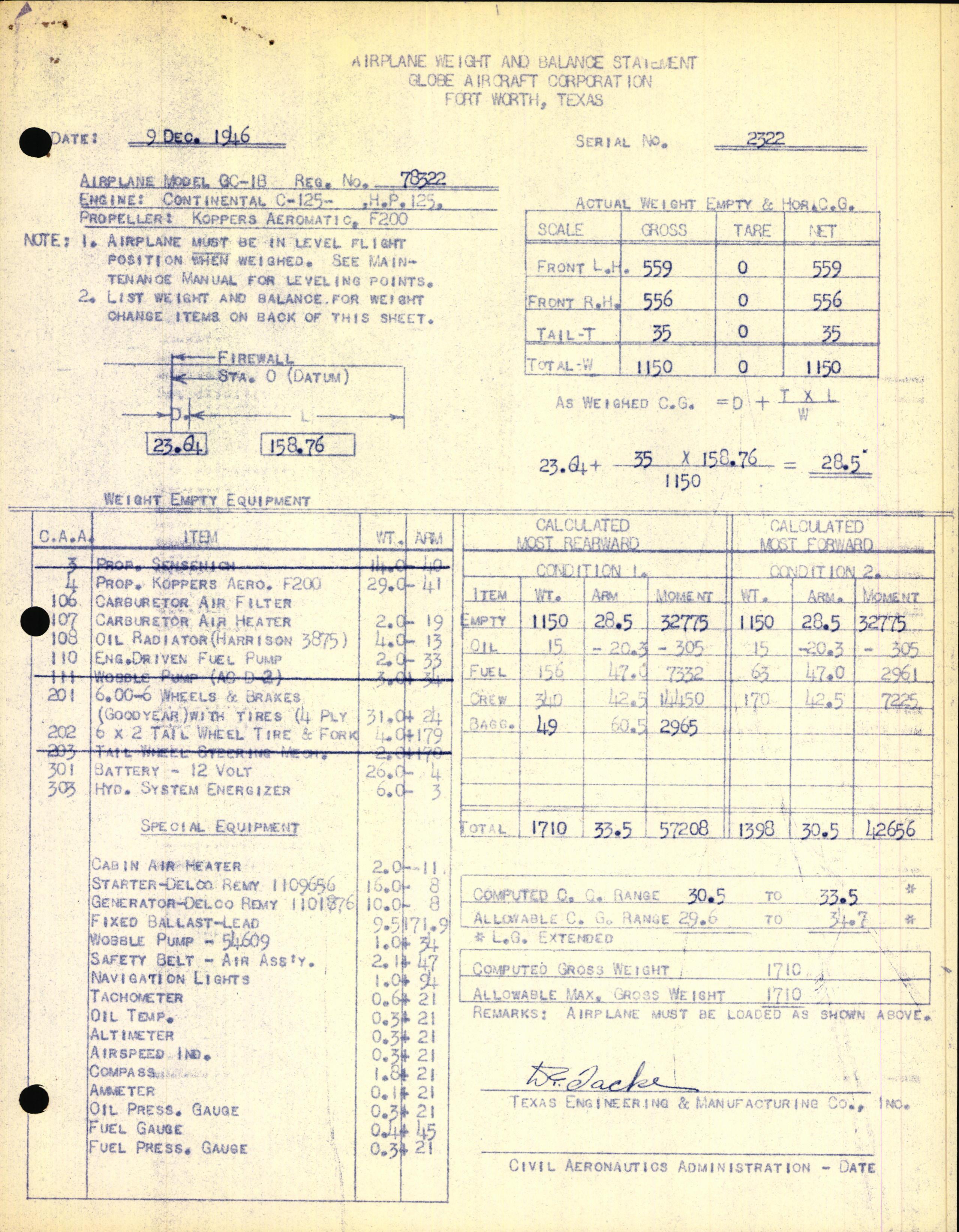 Sample page 3 from AirCorps Library document: Technical Information for Serial Number 2322