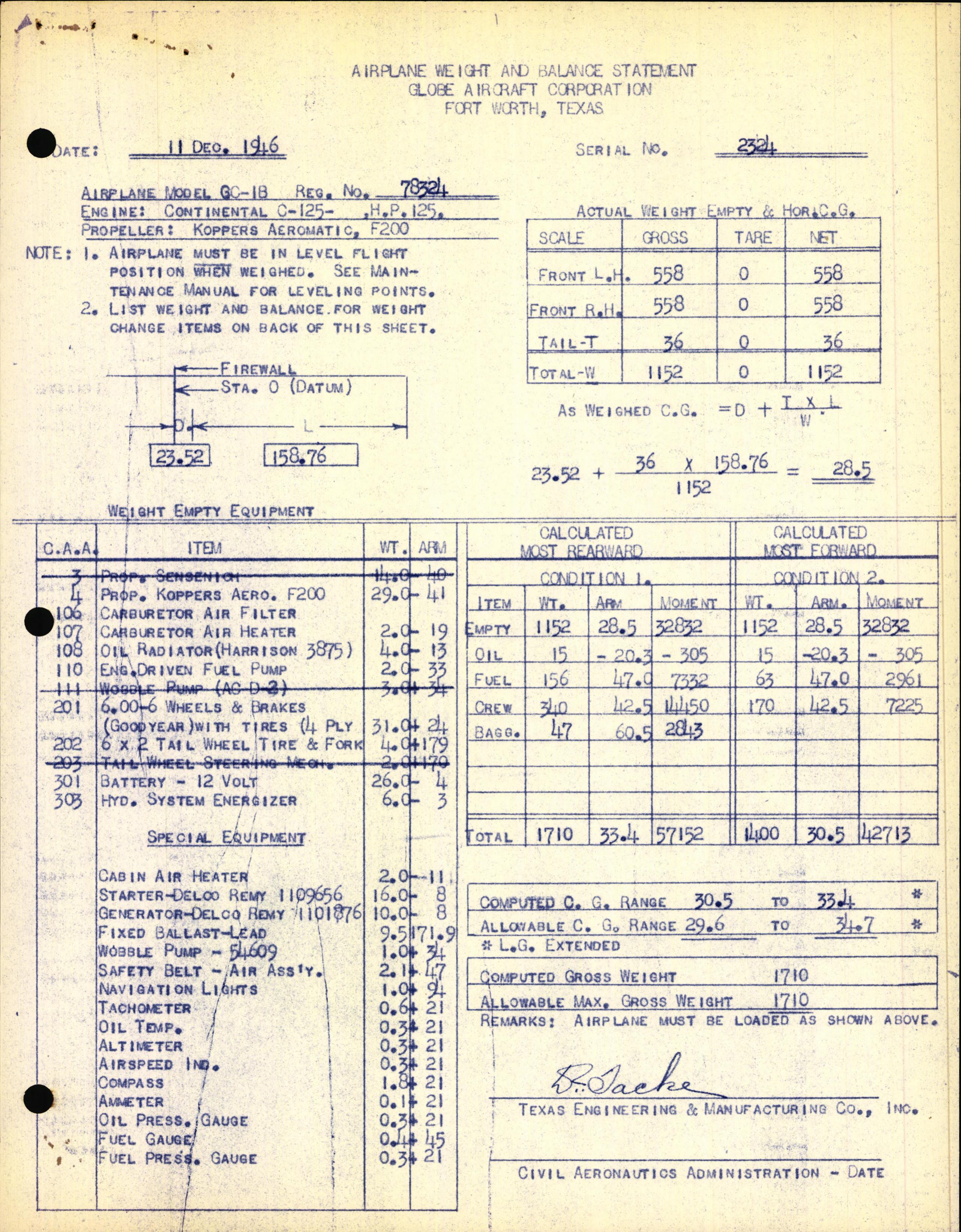 Sample page 3 from AirCorps Library document: Technical Information for Serial Number 2324