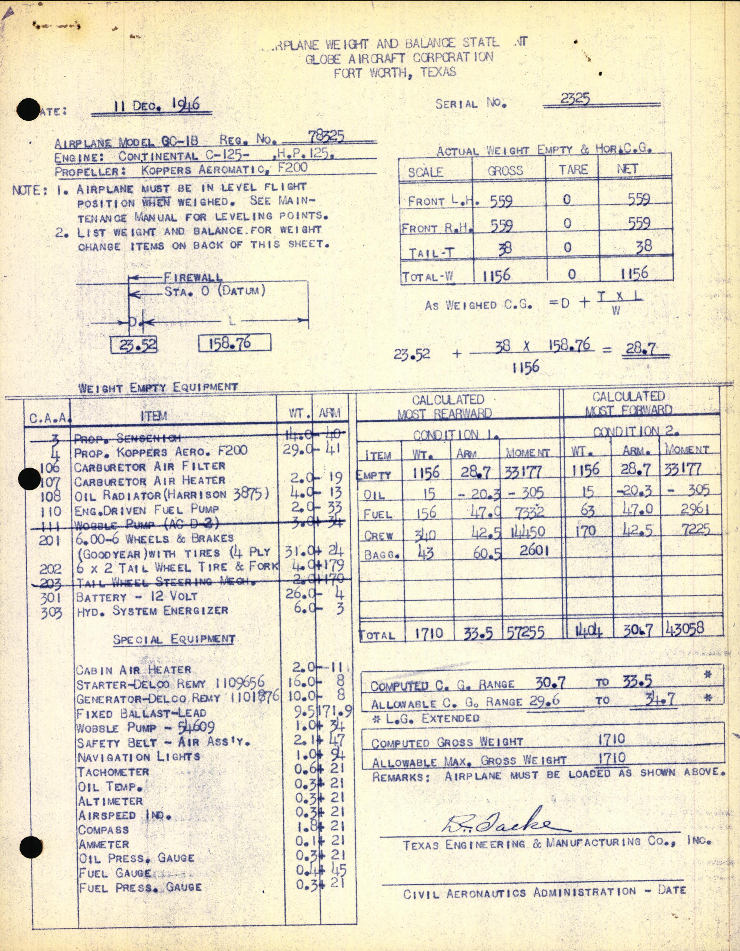 Sample page 3 from AirCorps Library document: Technical Information for Serial Number 2325