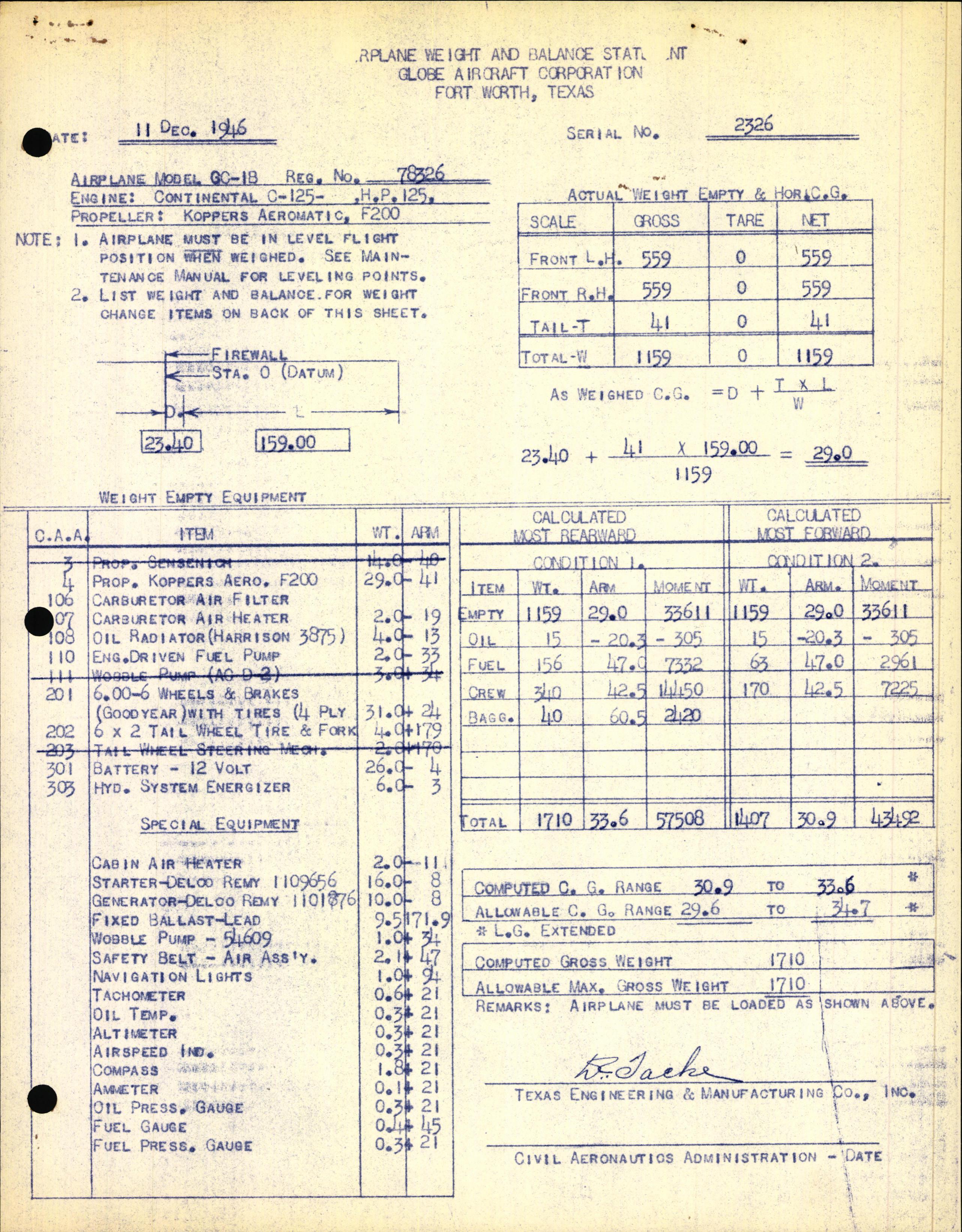 Sample page 3 from AirCorps Library document: Technical Information for Serial Number 2326