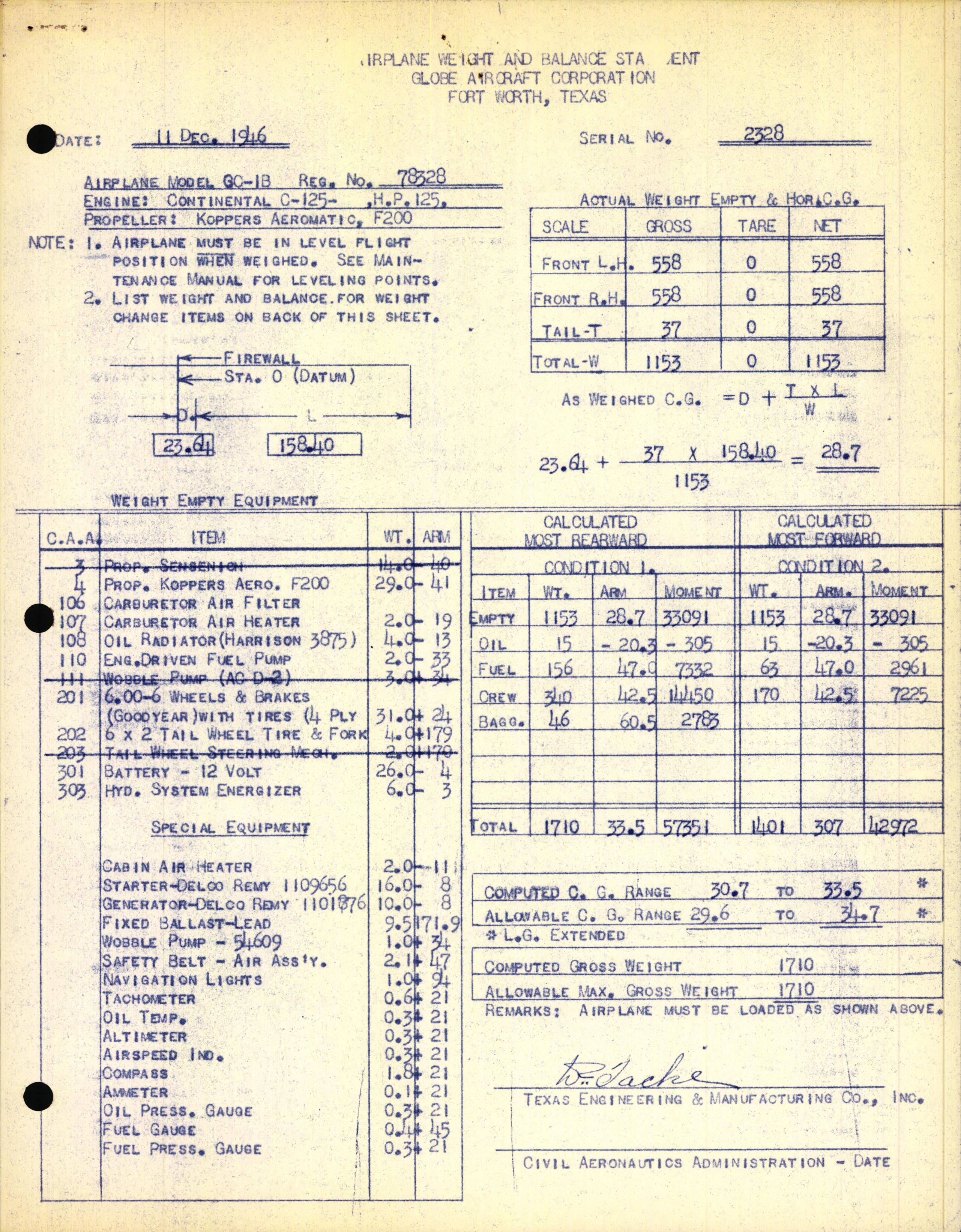 Sample page 3 from AirCorps Library document: Technical Information for Serial Number 2328
