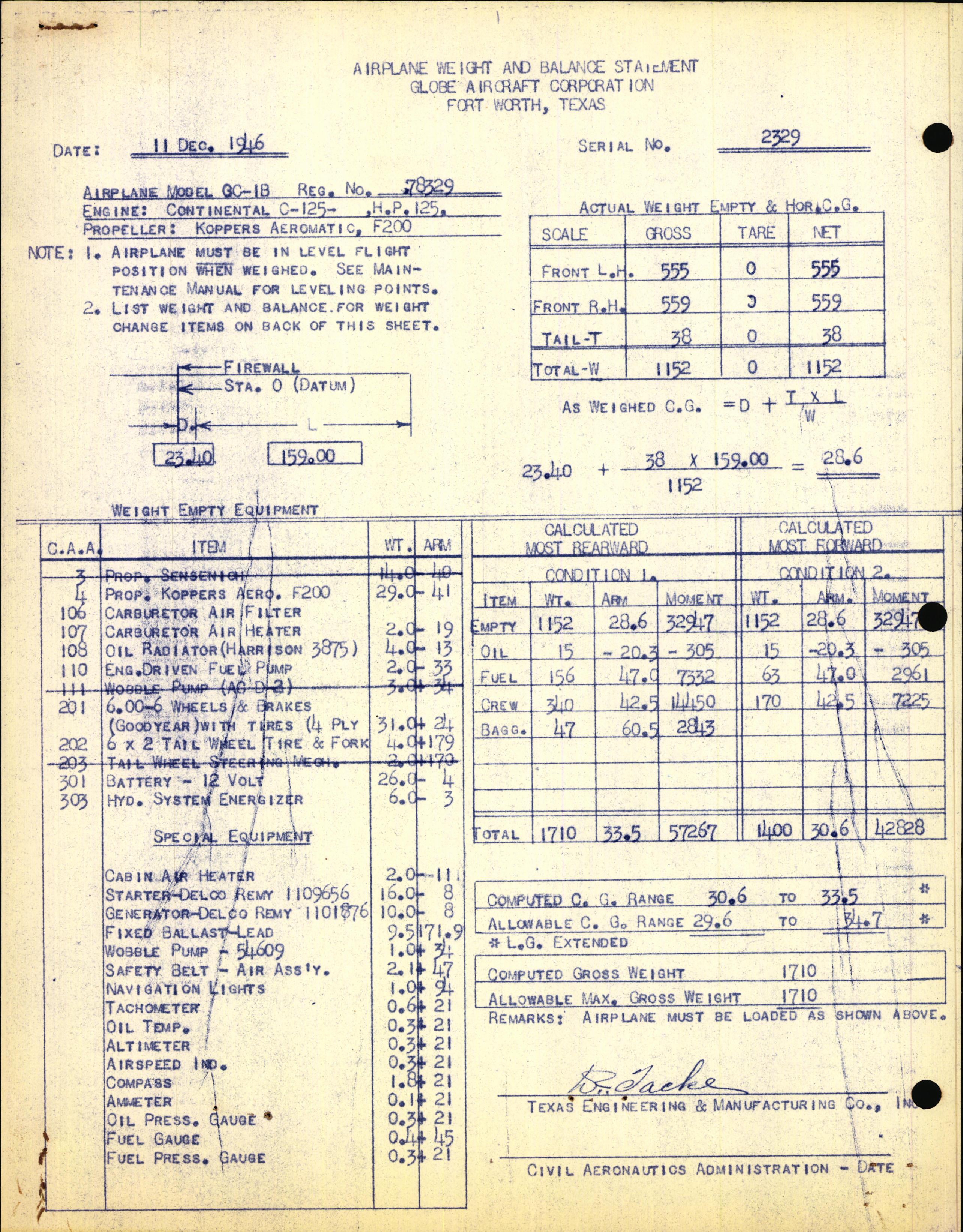 Sample page 3 from AirCorps Library document: Technical Information for Serial Number 2329