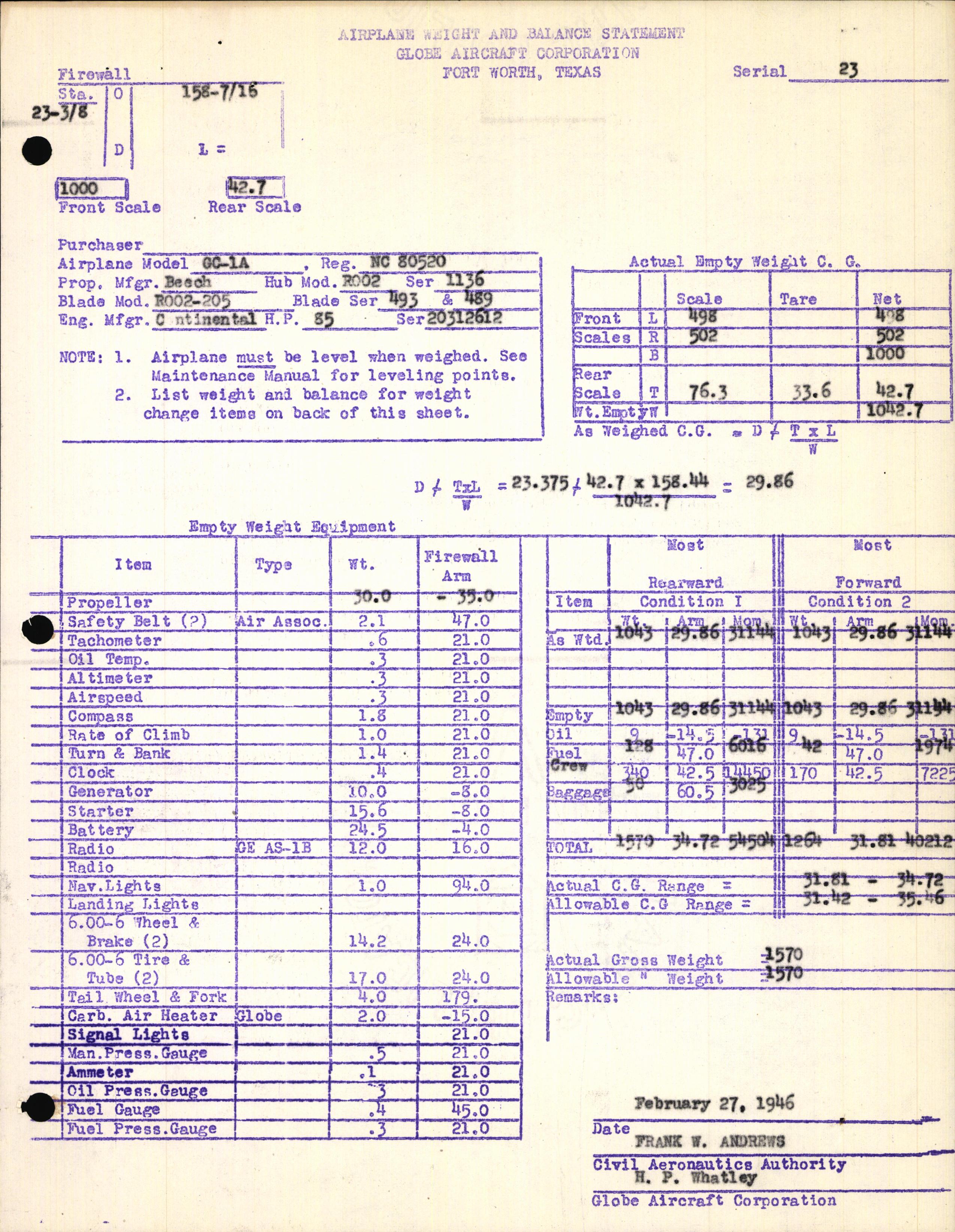 Sample page 5 from AirCorps Library document: Technical Information for Serial Number 23