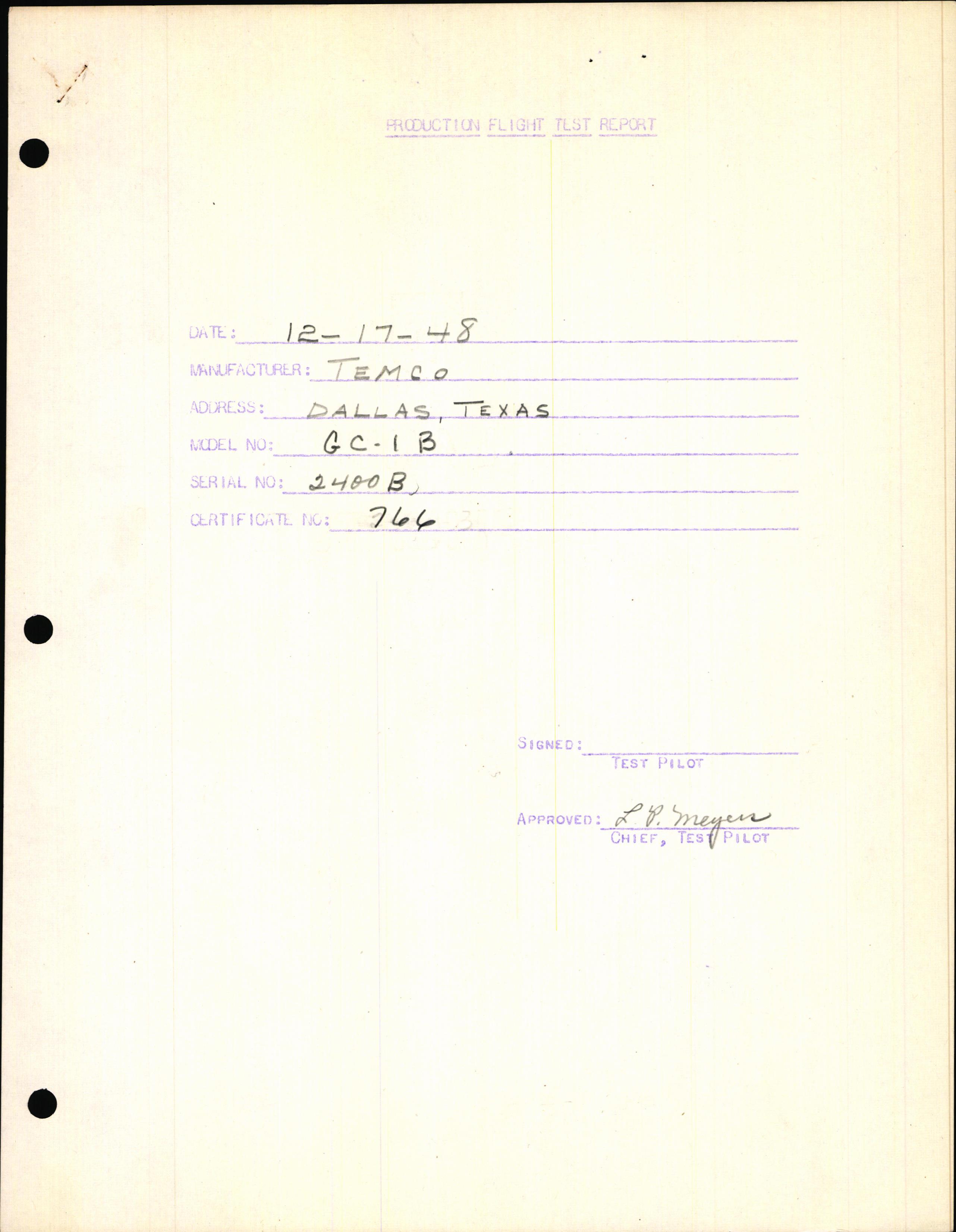 Sample page 1 from AirCorps Library document: Technical Information for Serial Number 2400