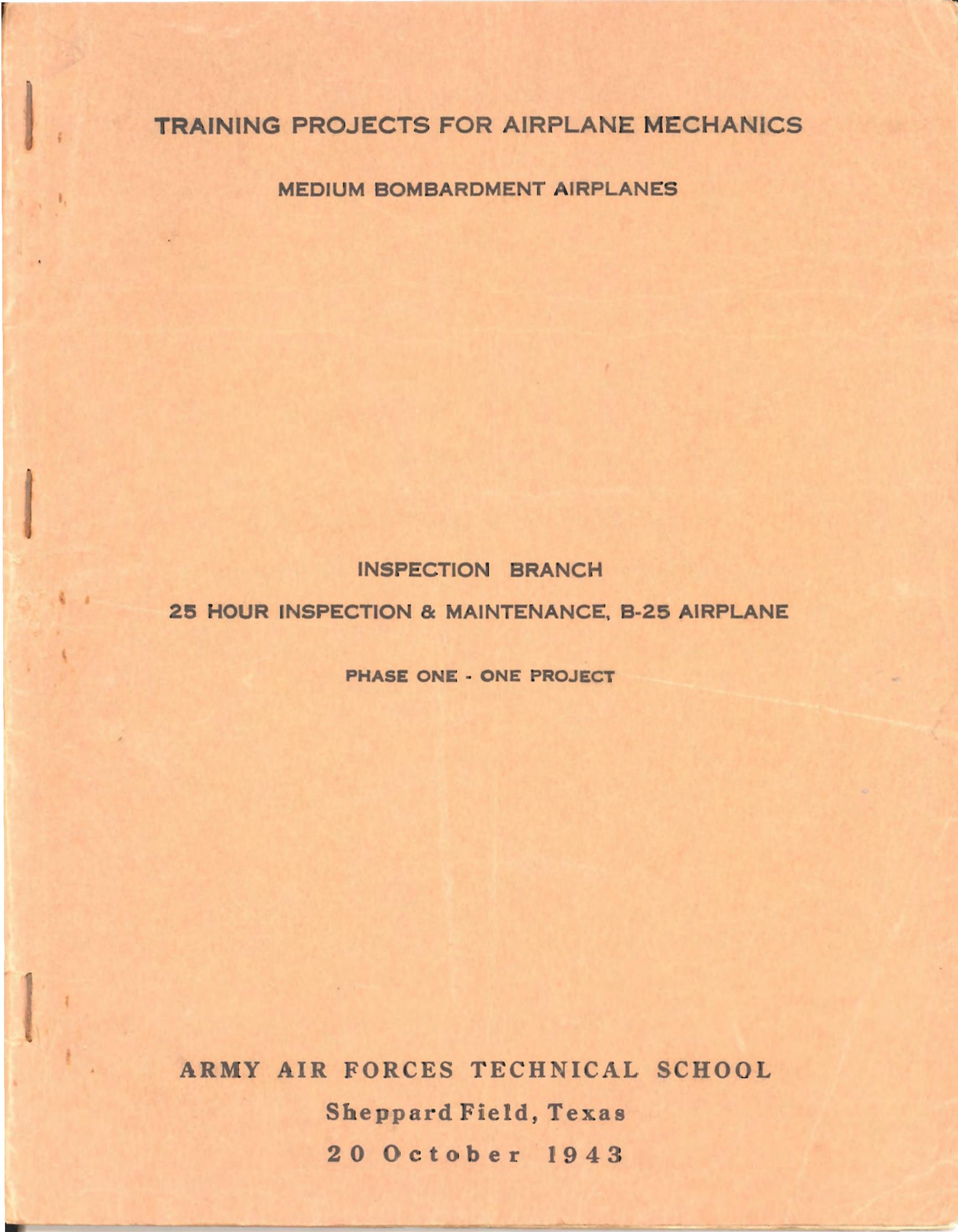 Sample page 1 from AirCorps Library document: 25 HR Inspection & Maintenance B-25 - SFRS S-8003