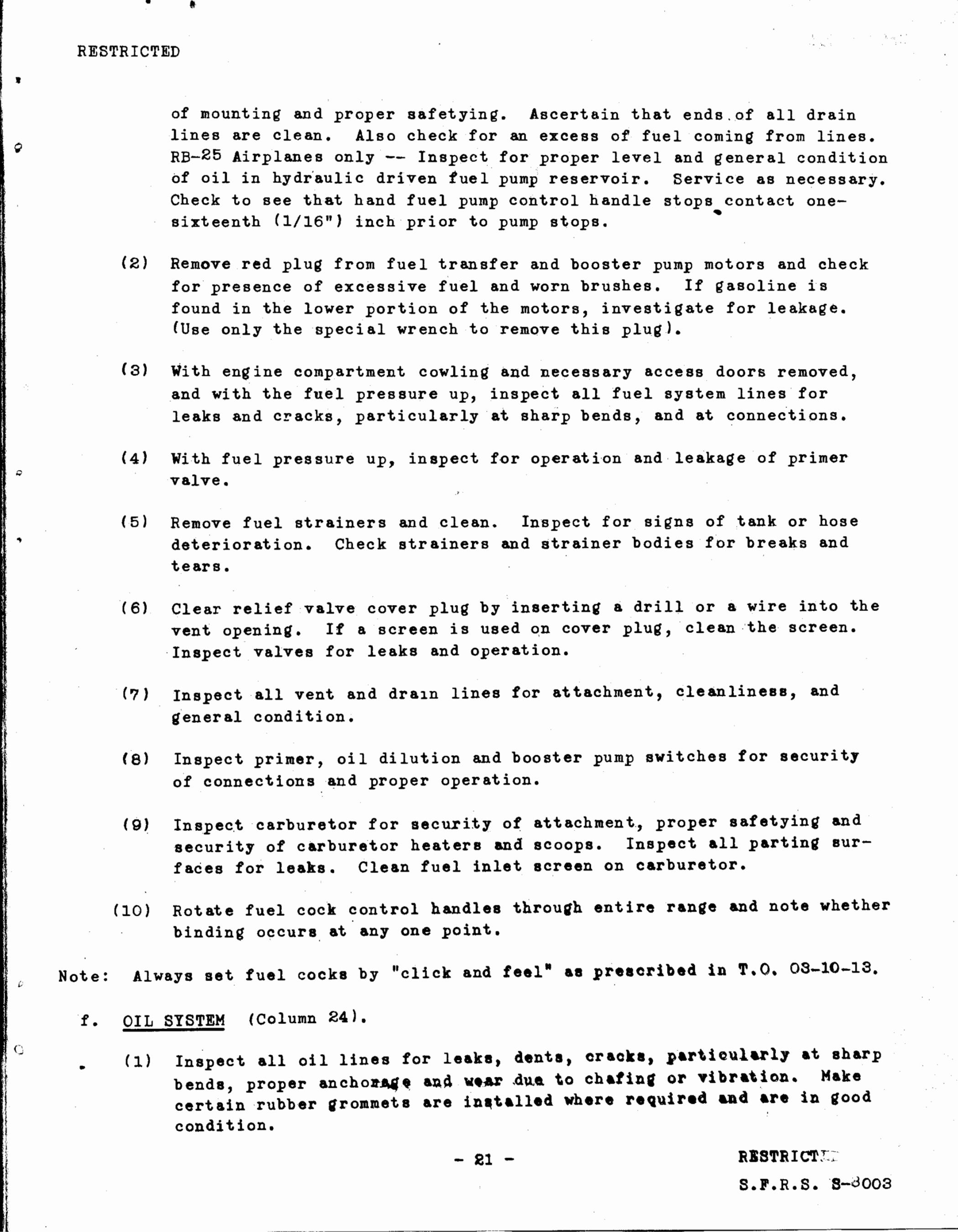 Sample page 21 from AirCorps Library document: 25 HR Inspection & Maintenance B-25 - SFRS S-8003