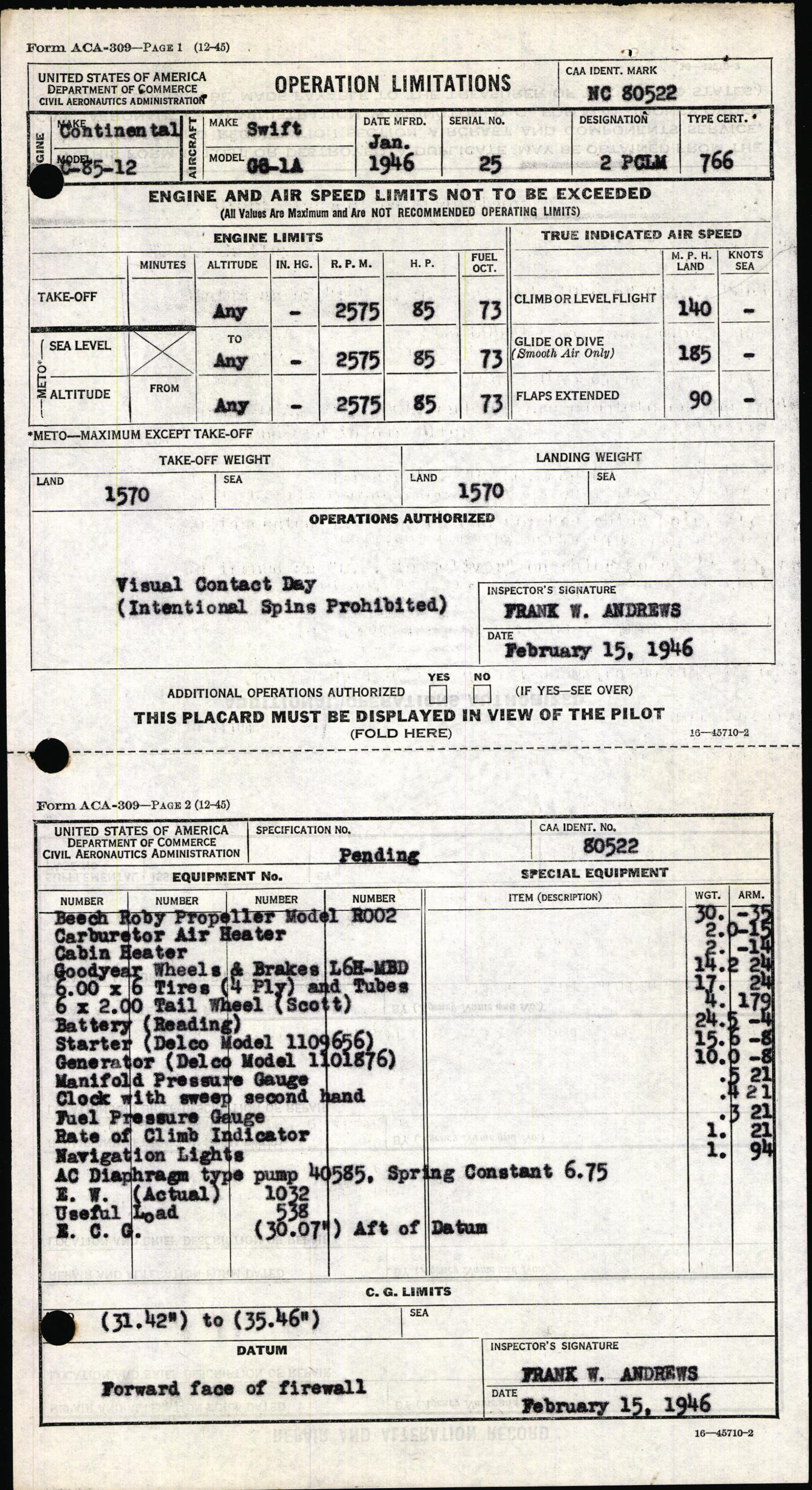 Sample page 5 from AirCorps Library document: Technical Information for Serial Number 25