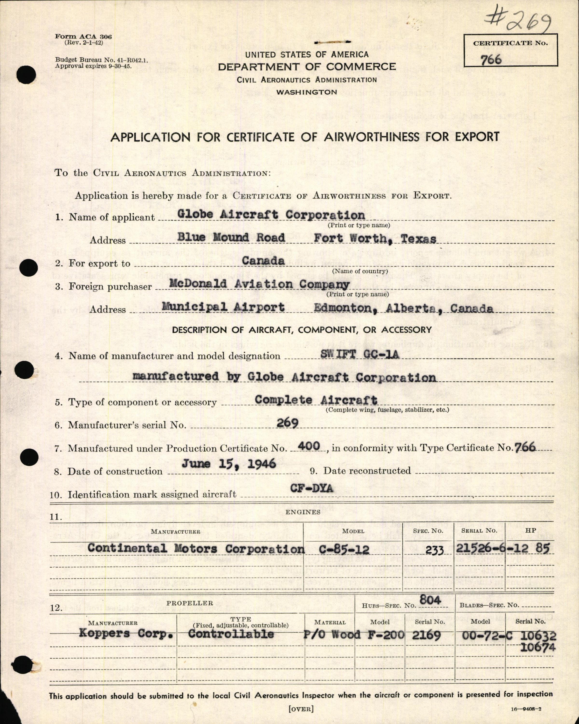 Sample page 3 from AirCorps Library document: Technical Information for Serial Number 269