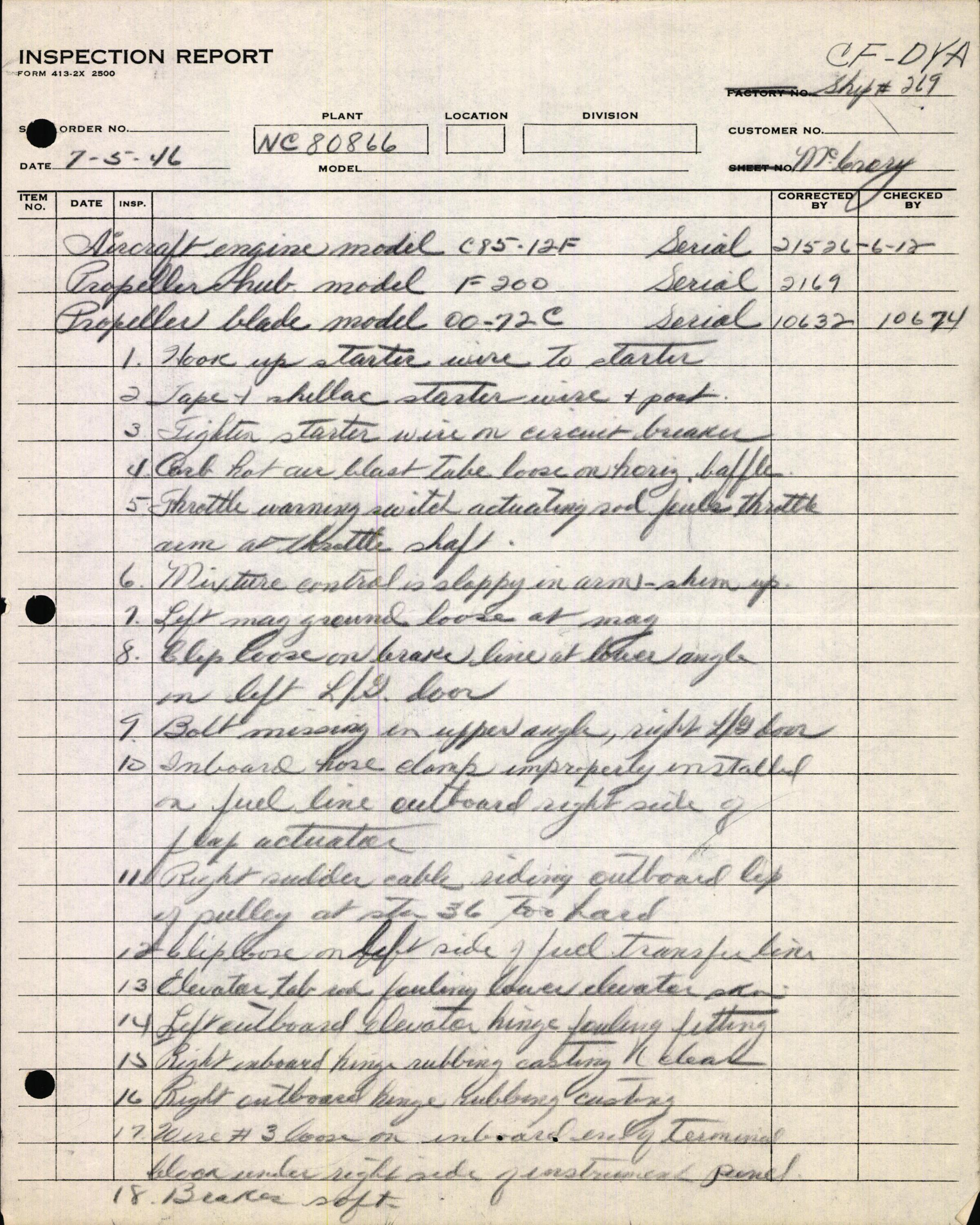 Sample page 7 from AirCorps Library document: Technical Information for Serial Number 269