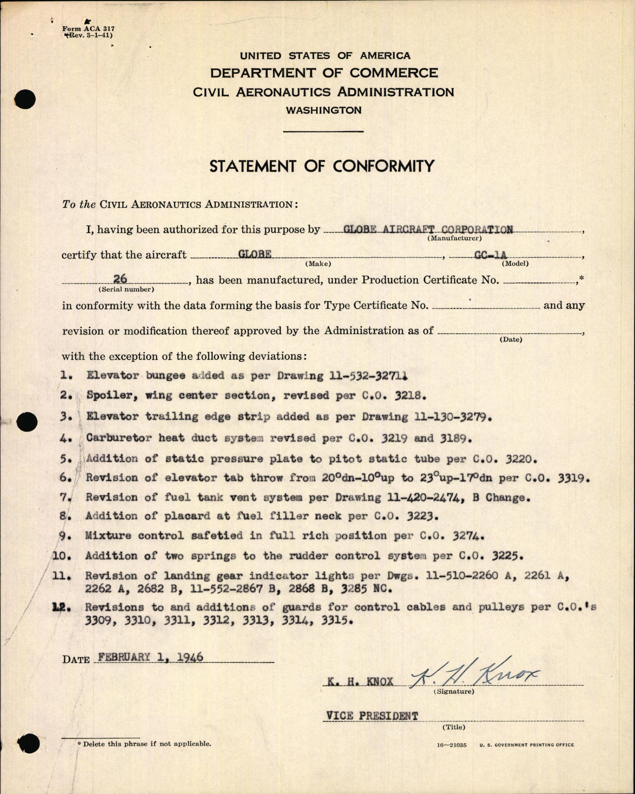 Sample page 5 from AirCorps Library document: Technical Information for Serial Number 26