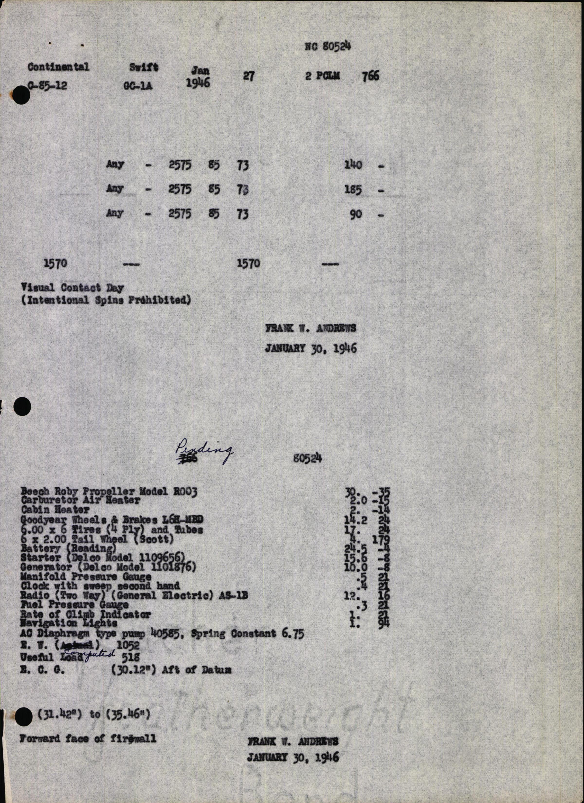 Sample page 5 from AirCorps Library document: Technical Information for Serial Number 27