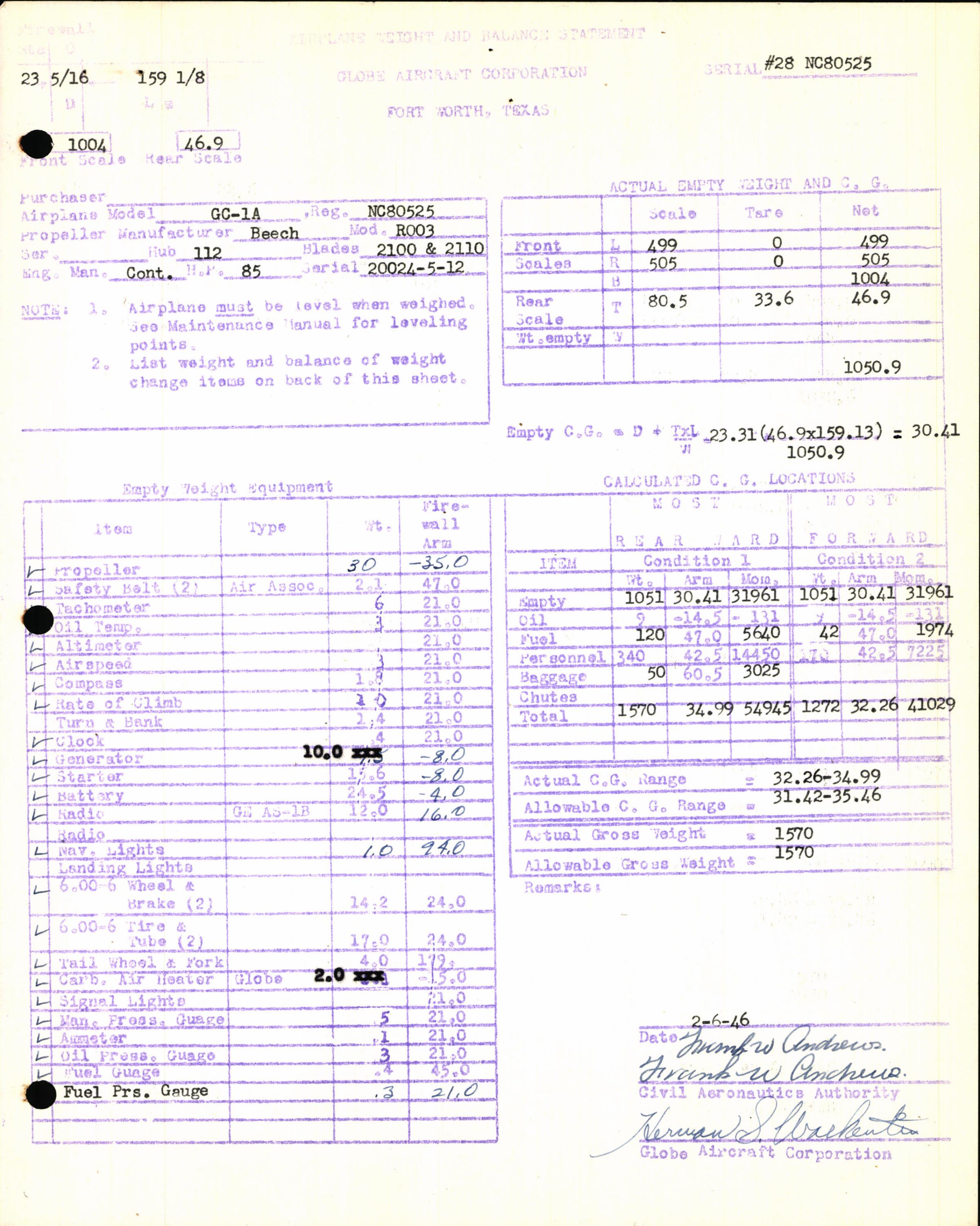 Sample page 5 from AirCorps Library document: Technical Information for Serial Number 28