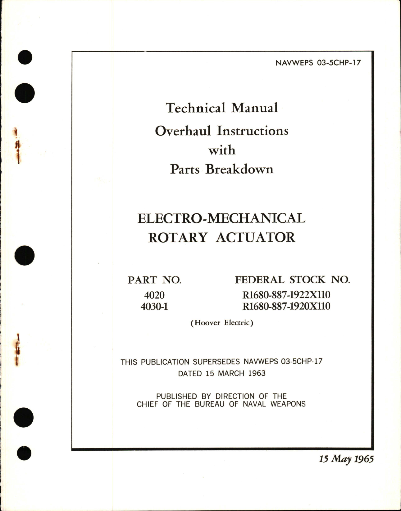 Sample page 1 from AirCorps Library document: Overhaul Instructions with Parts Breakdown for Electro-Mechanical Rotary Actuator