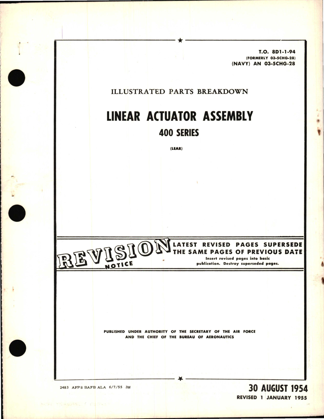 Sample page 1 from AirCorps Library document: Illustrated Parts Breakdown for Linear Actuator Assembly 400 Series