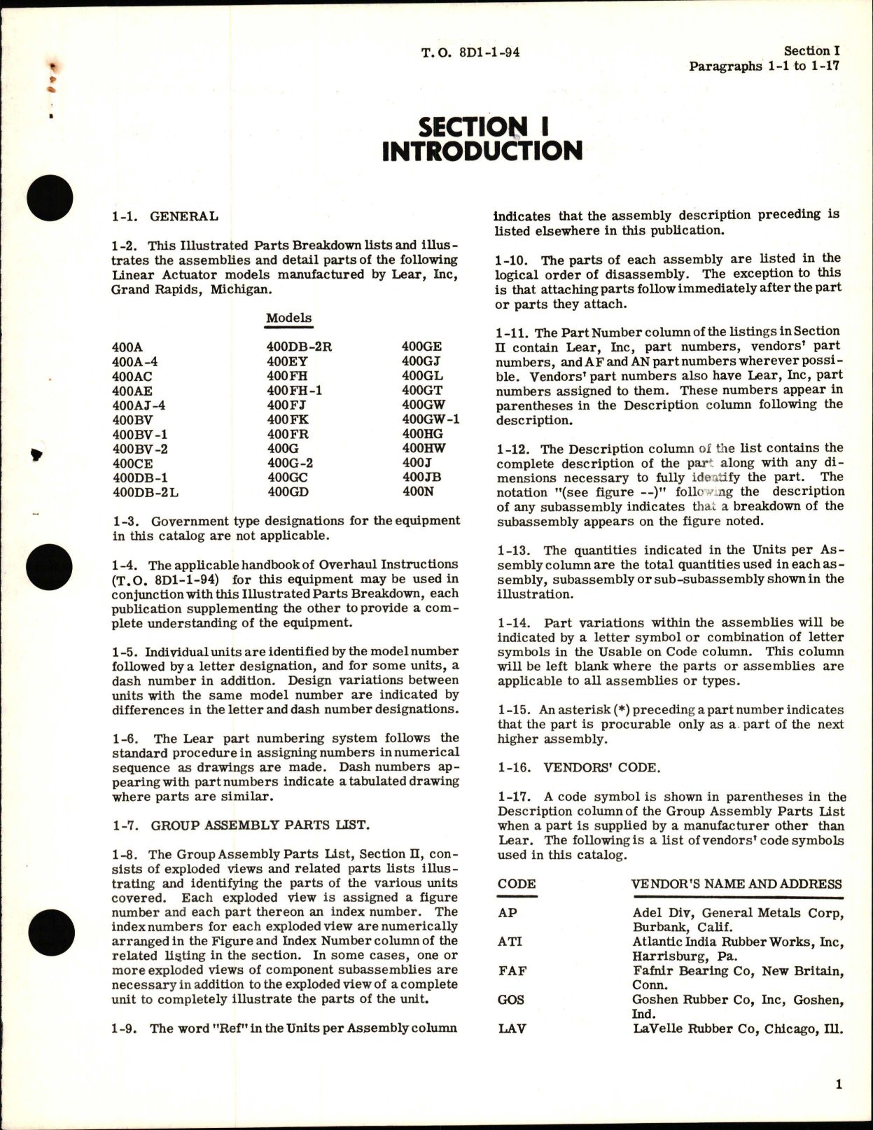 Sample page 5 from AirCorps Library document: Illustrated Parts Breakdown for Linear Actuator Assembly Model 400 Series