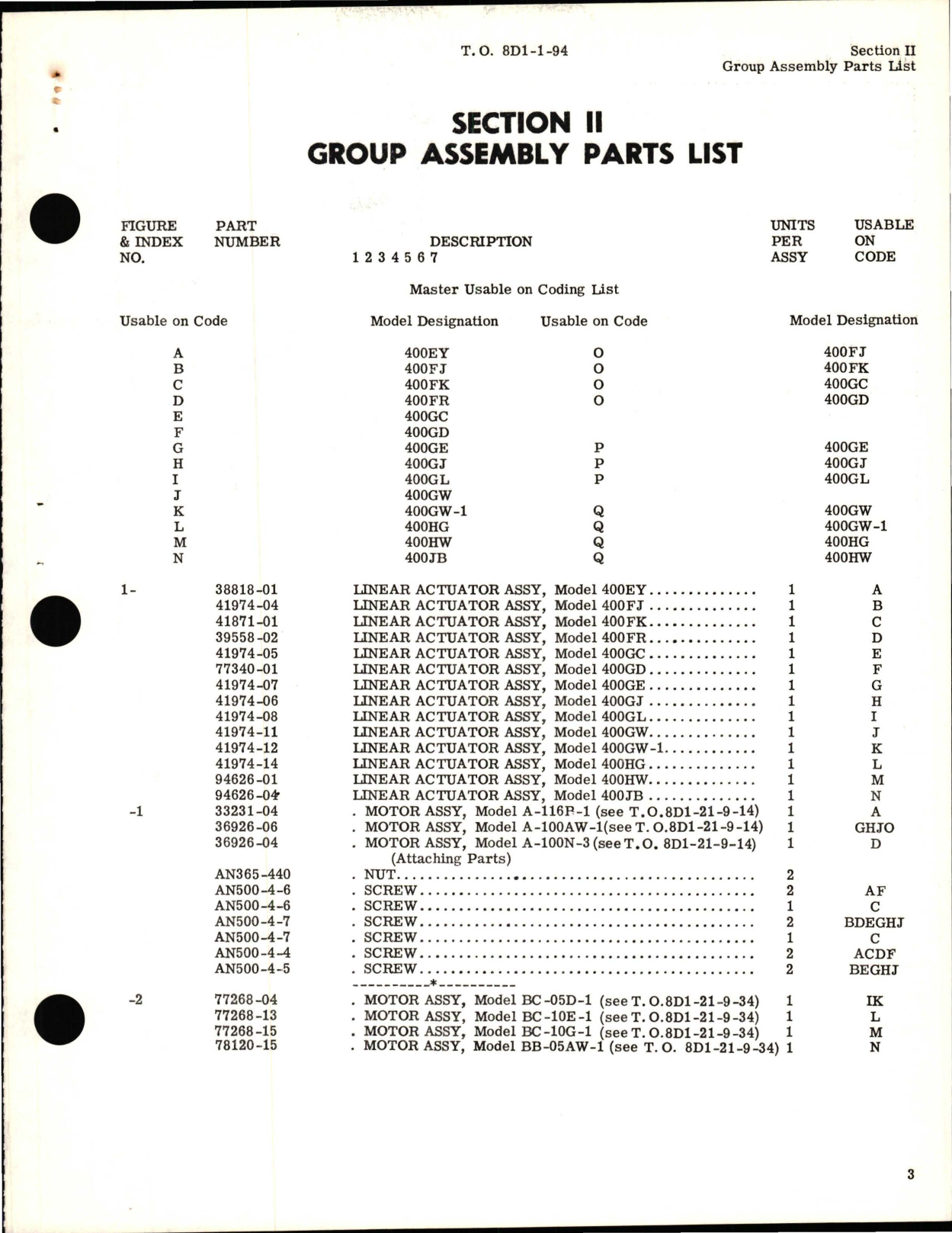 Sample page 7 from AirCorps Library document: Illustrated Parts Breakdown for Linear Actuator Assembly Model 400 Series