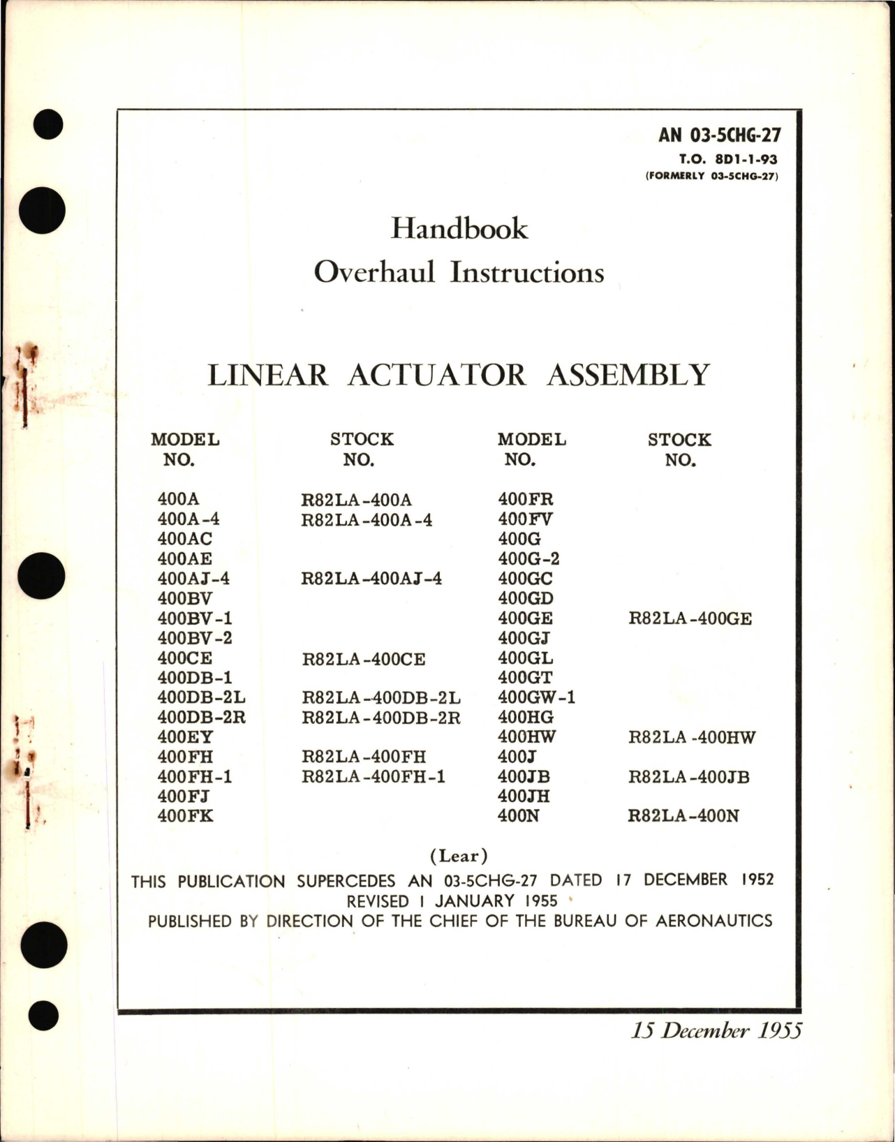 Sample page 1 from AirCorps Library document: Overhaul Instructions for Lear Linear Actuator Assembly