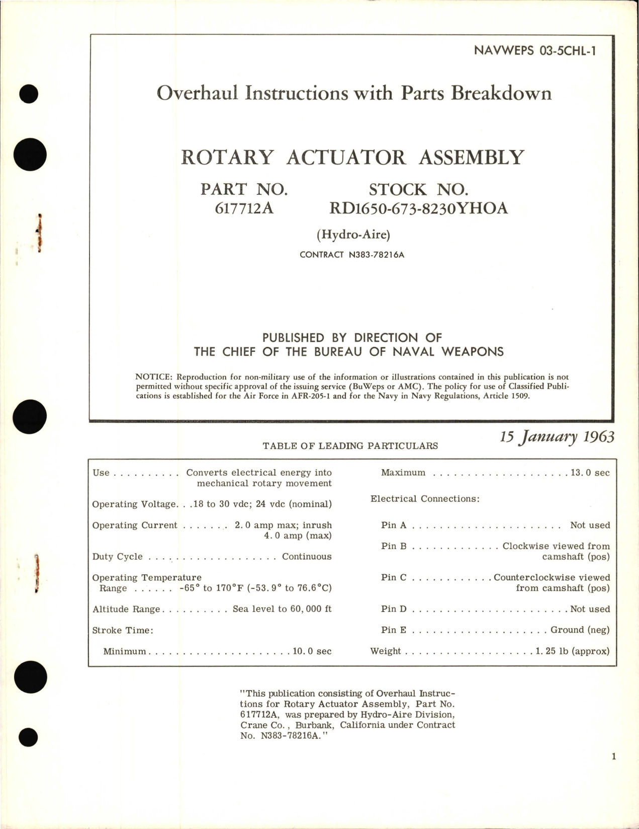 Sample page 1 from AirCorps Library document: Overhaul Instructions with Parts Breakdown for Rotary Actuator Assembly 617712A