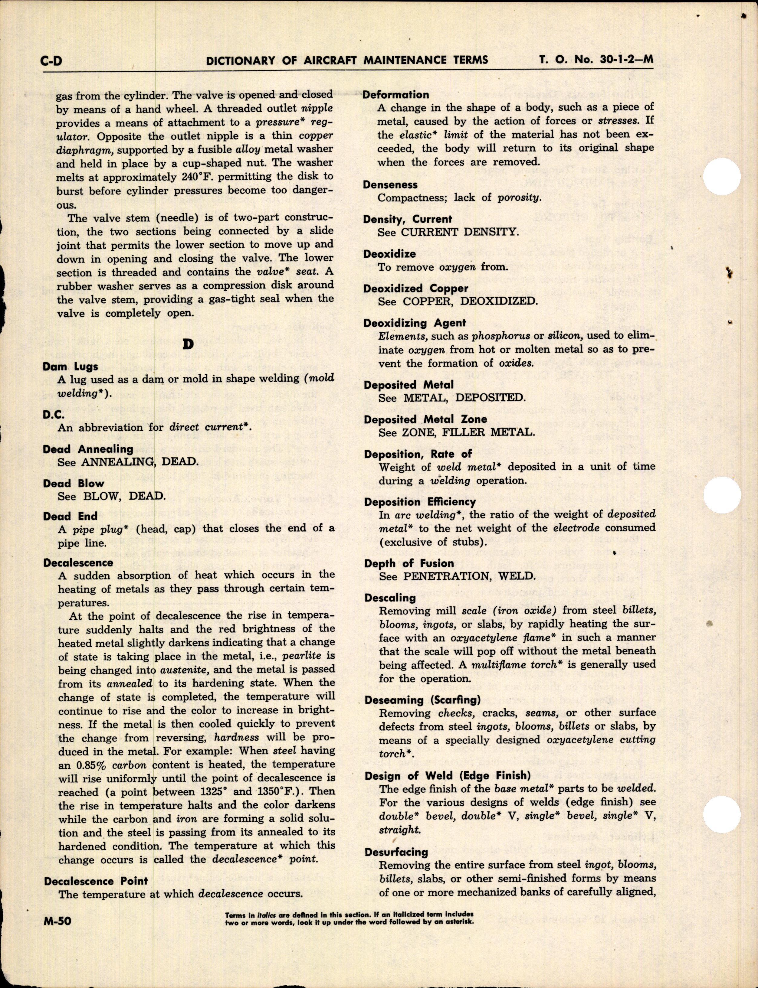 Sample page 10 from AirCorps Library document: Dictionary of Aircraft Maintenance Terms (Section M - Welding, Forging, and Casting Section)