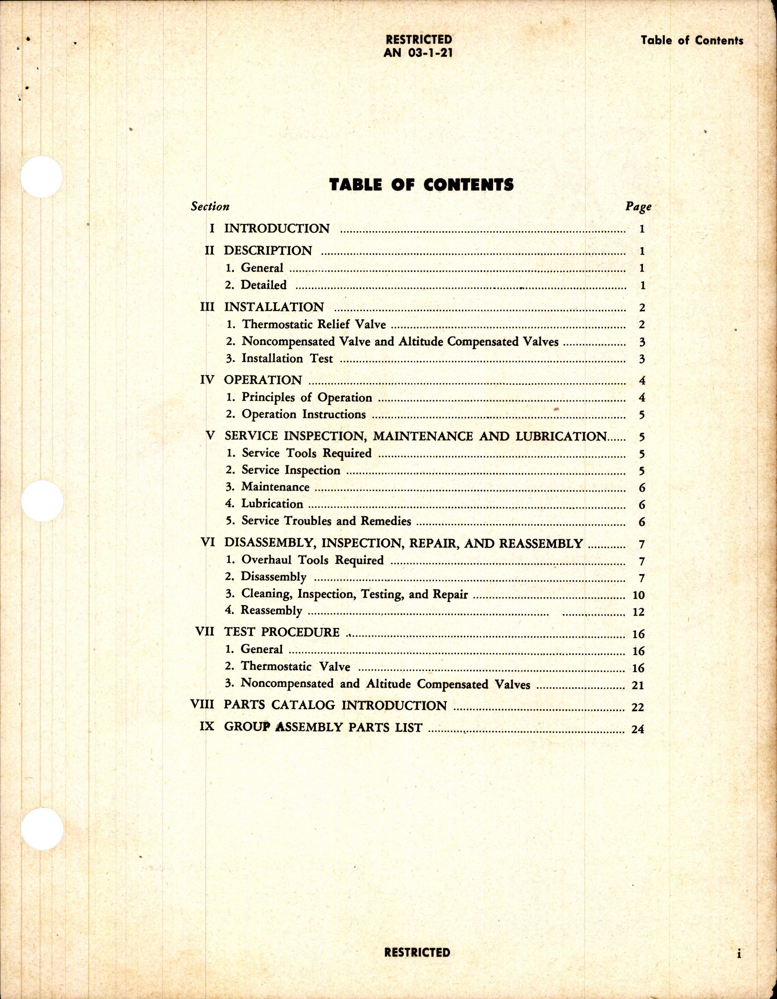 Sample page 3 from AirCorps Library document: Operation, Service, & Overhaul Instructions with Parts Catalog for Coolant Relief Valves