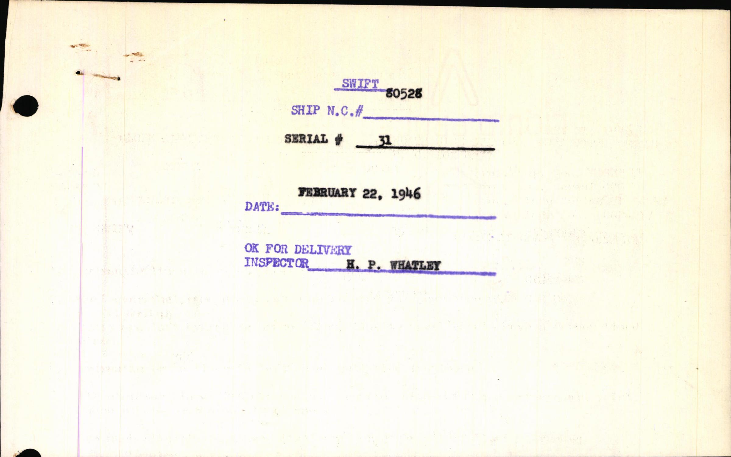 Sample page 3 from AirCorps Library document: Technical Information for Serial Number 31