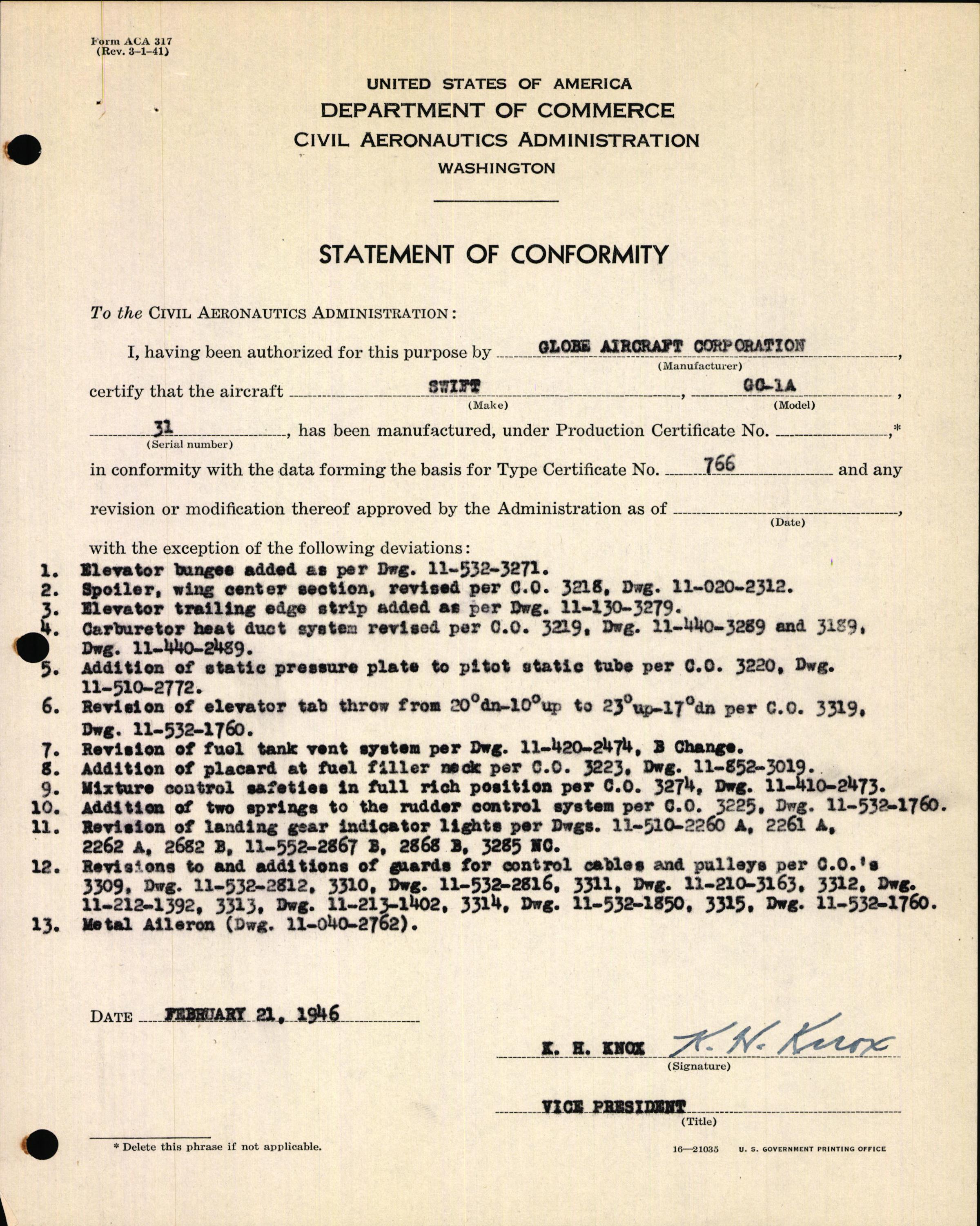 Sample page 5 from AirCorps Library document: Technical Information for Serial Number 31