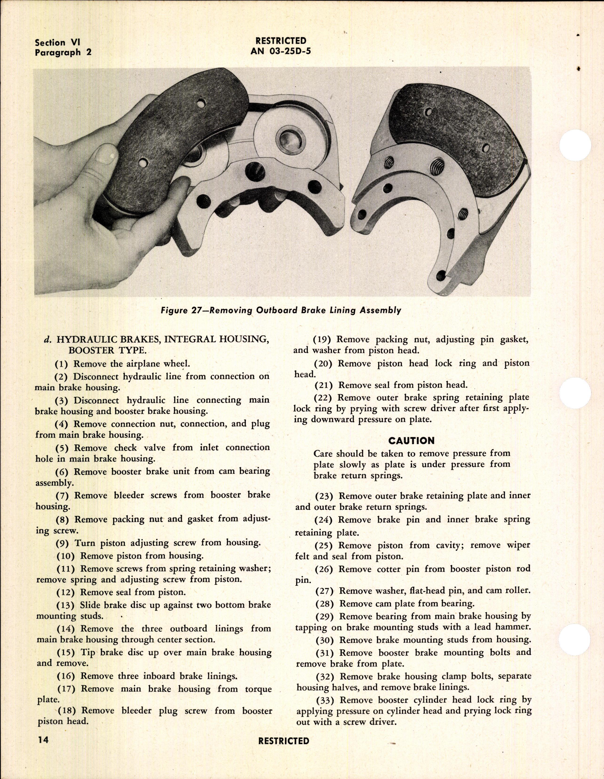 Sample page 26 from AirCorps Library document: Operation, Service and Overhaul Instructions with Parts Catalog for Single Disc Brakes