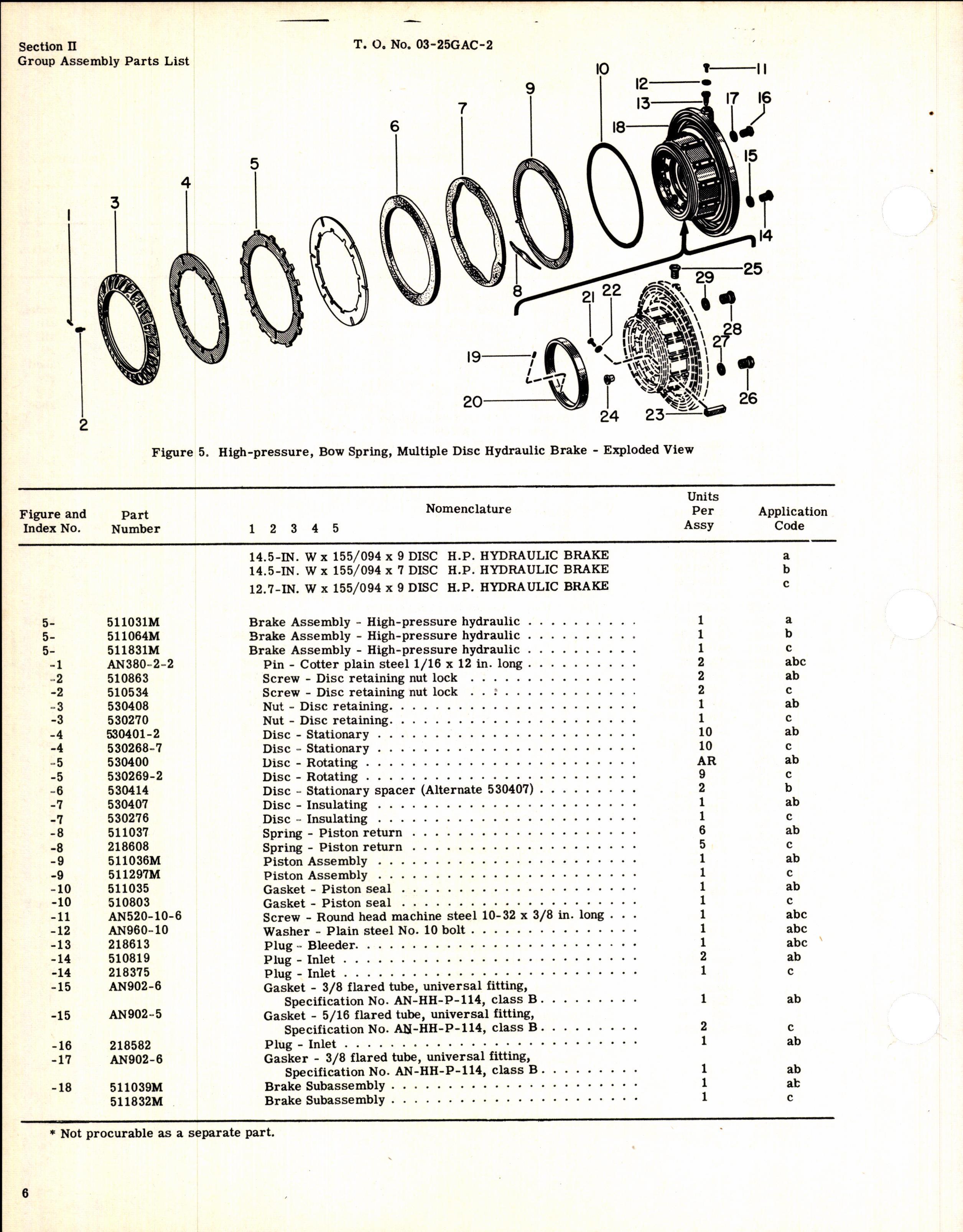 Sample page 10 from AirCorps Library document: Parts Catalog  for Multiple Disk Brakes (Goodyear)