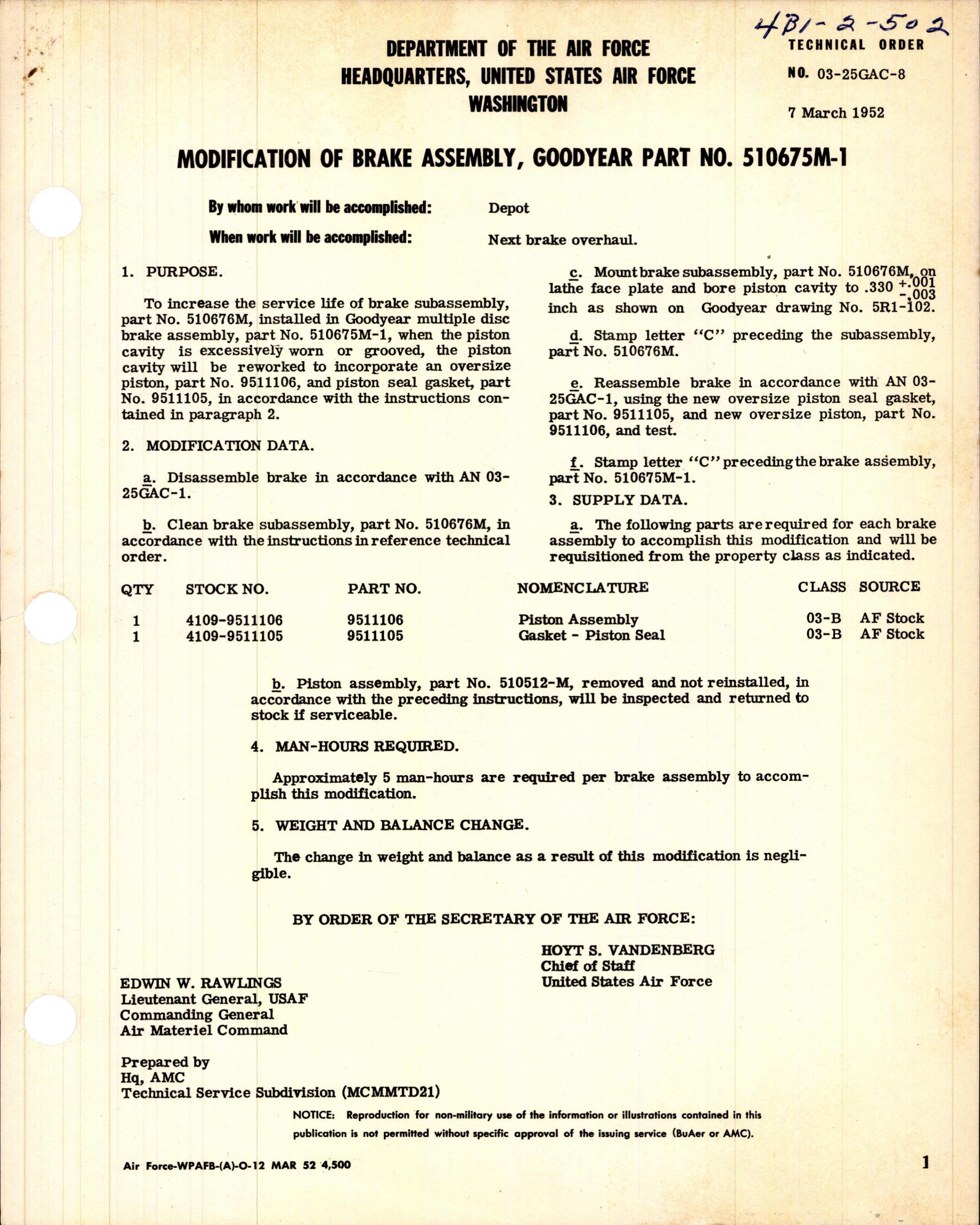 Sample page 1 from AirCorps Library document: Modification of Brake Assembly