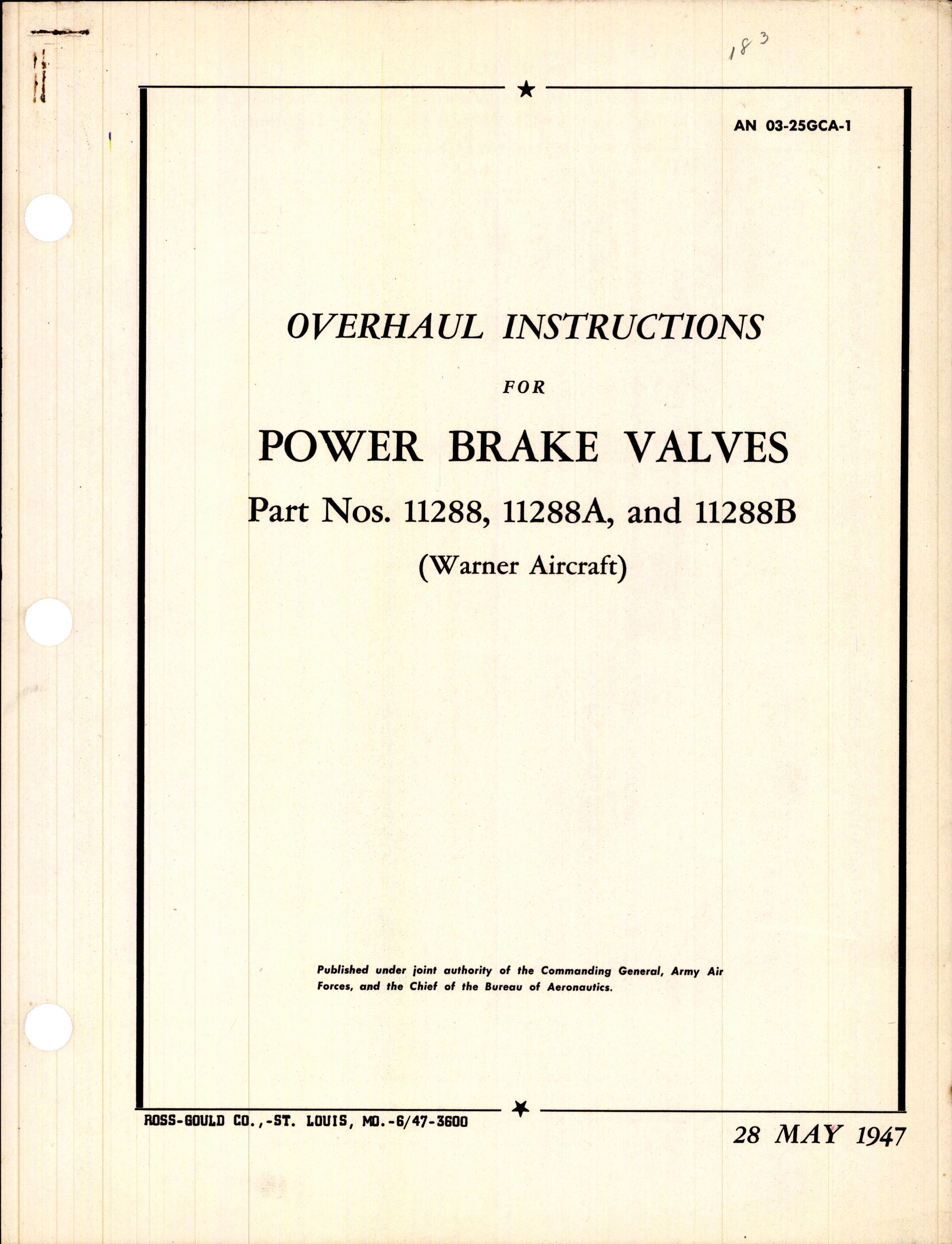 Sample page 1 from AirCorps Library document: Overhaul Instructions for Power Brake Valves